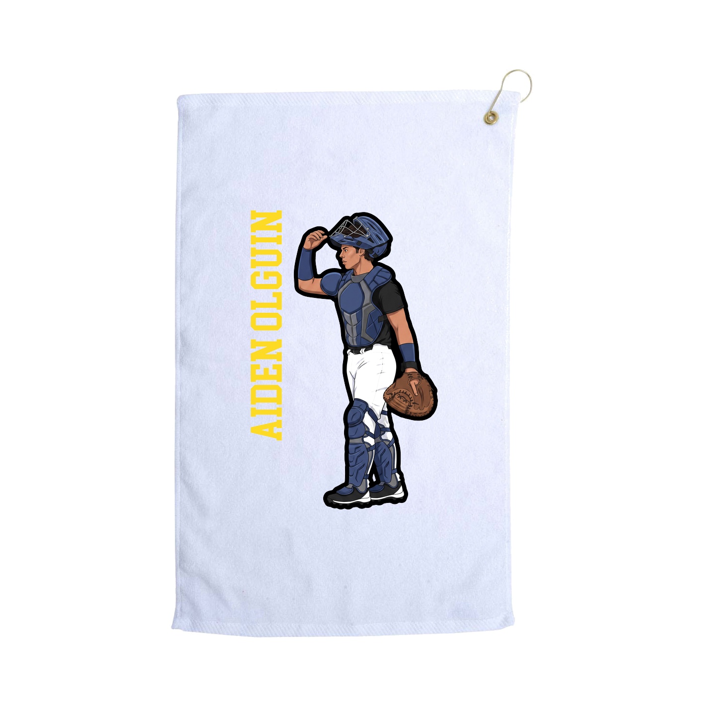 Golf Towel — Name Vertical in White