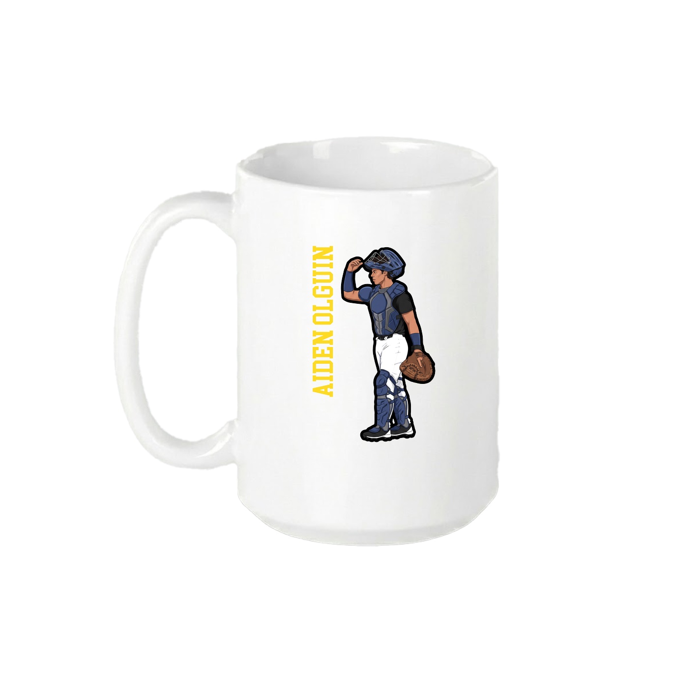 15oz Coffee Mug — Name Vertical in White