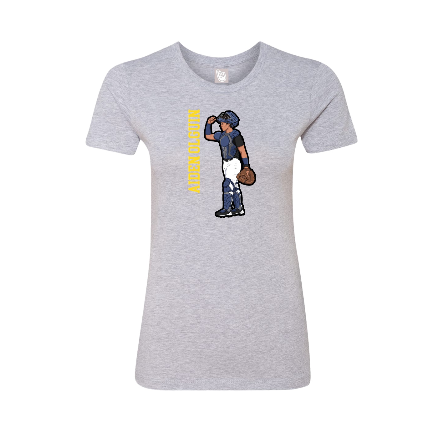 Fitted Women's Tee — Name Vertical in Grey