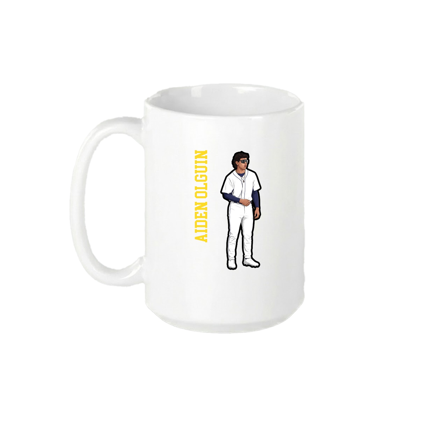 15oz Coffee Mug — Name Vertical in White