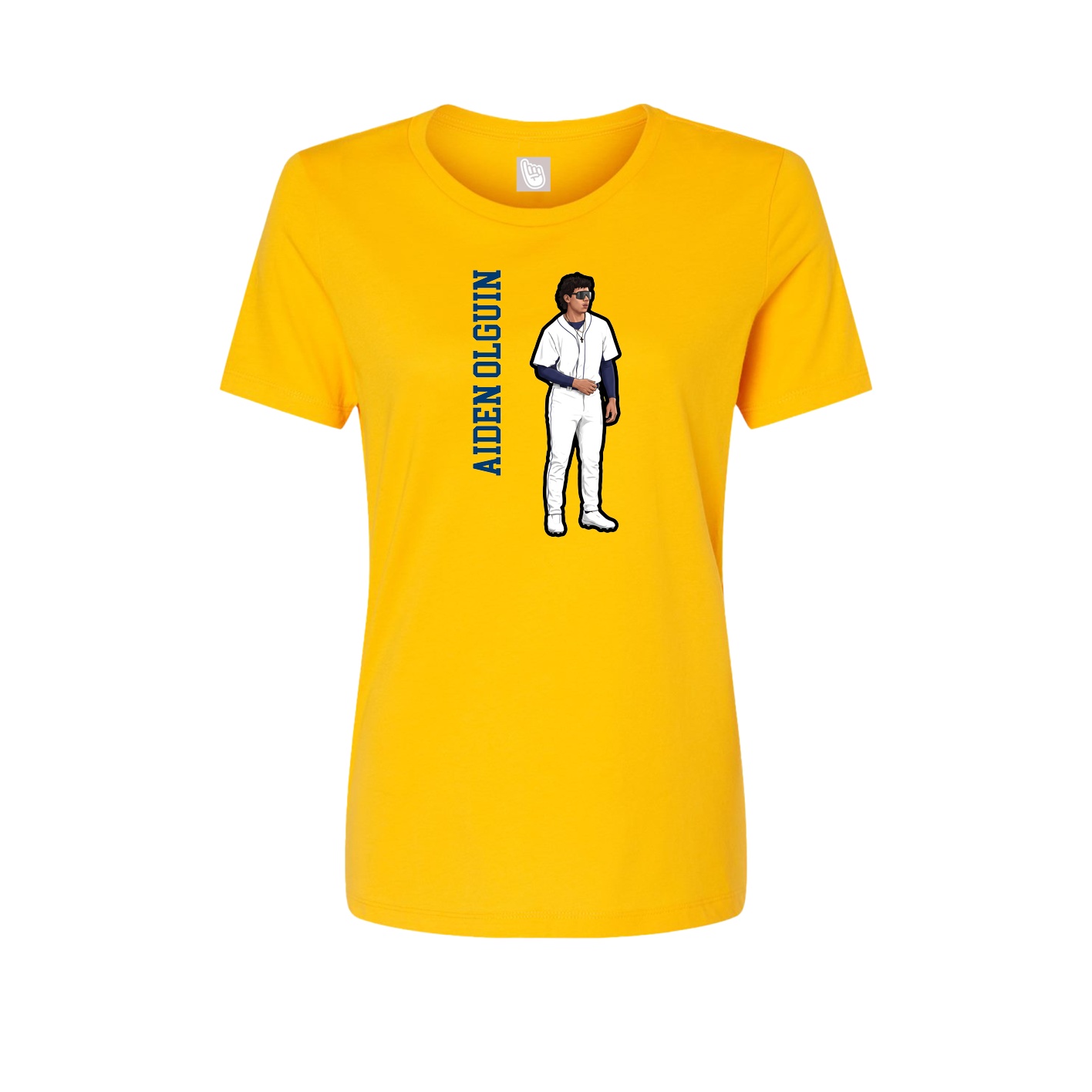 Fitted Women's Tee — Name Vertical in Gold
