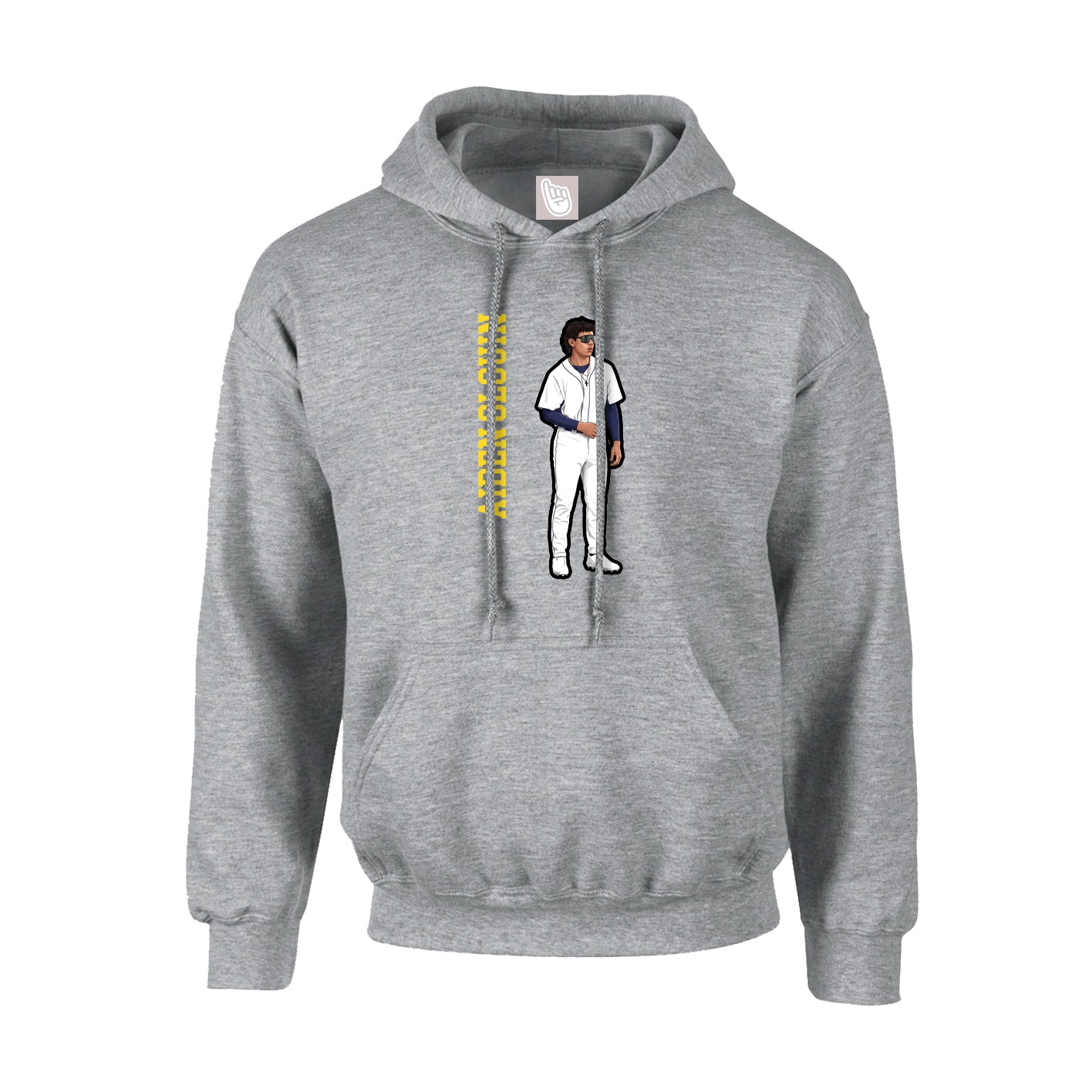 Youth Hoodie — Name Vertical in Grey