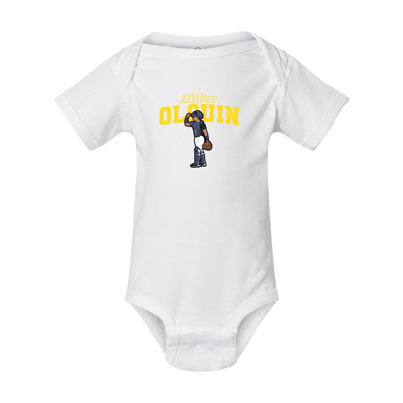 Baby Onesie — Name Arch in White
