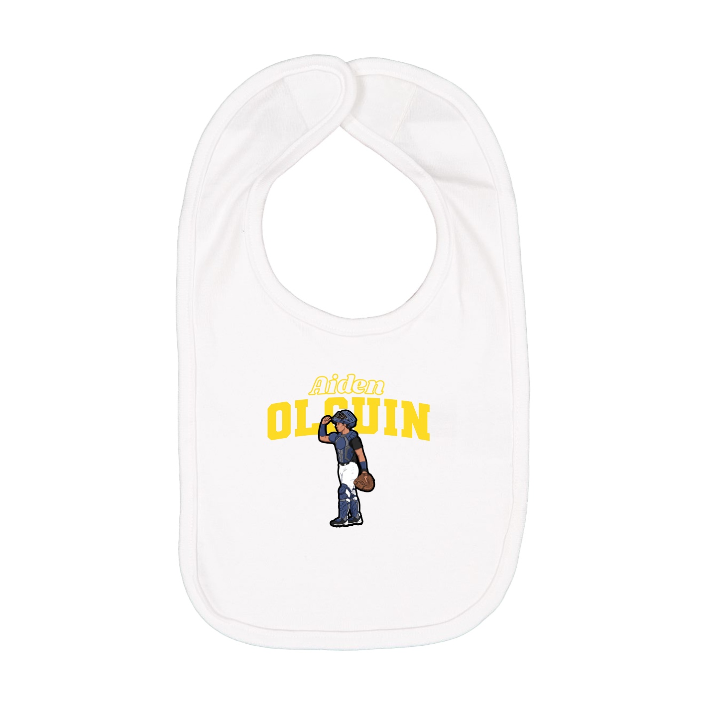 Infant Bib — Name Arch in White
