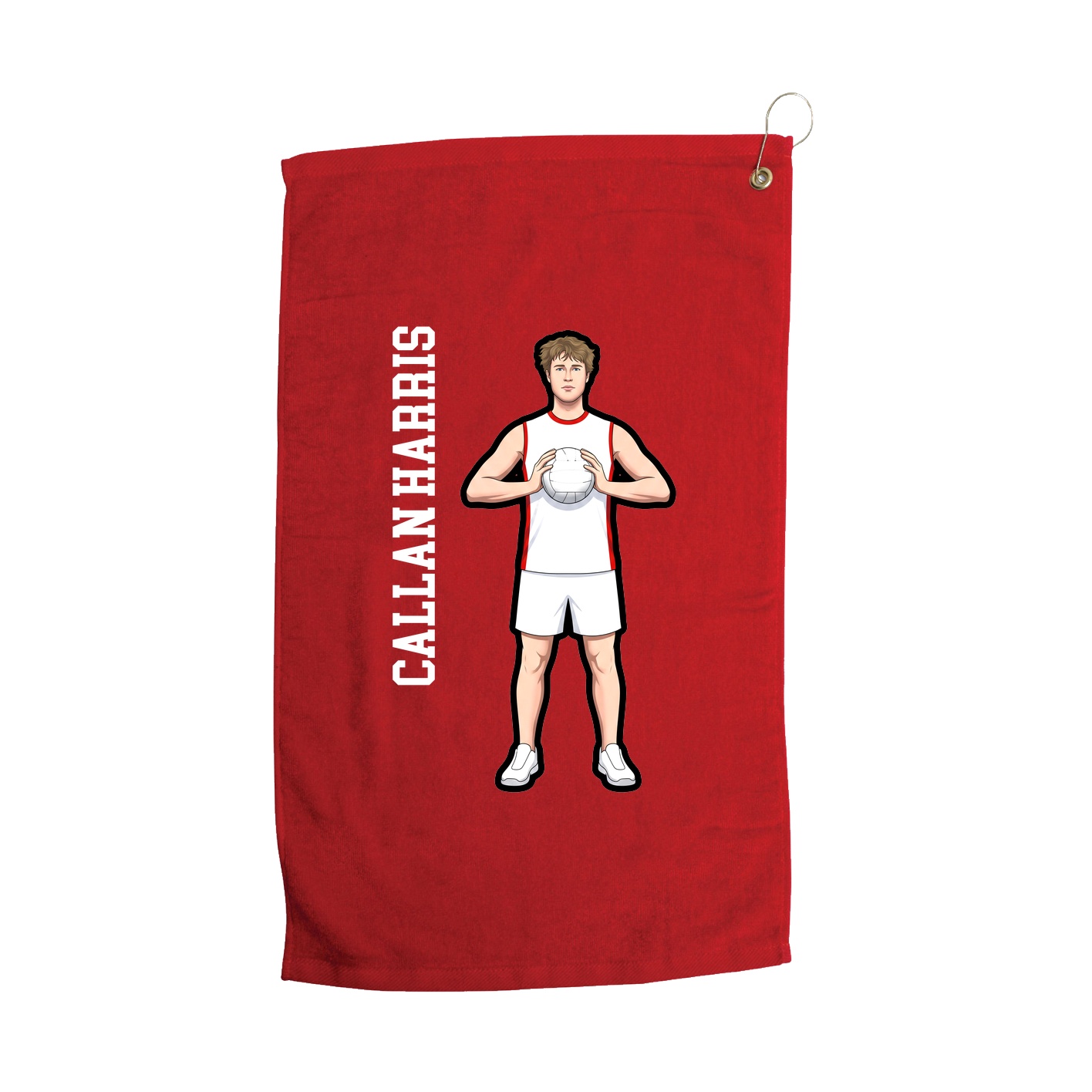 Golf Towel — Name Vertical in Red