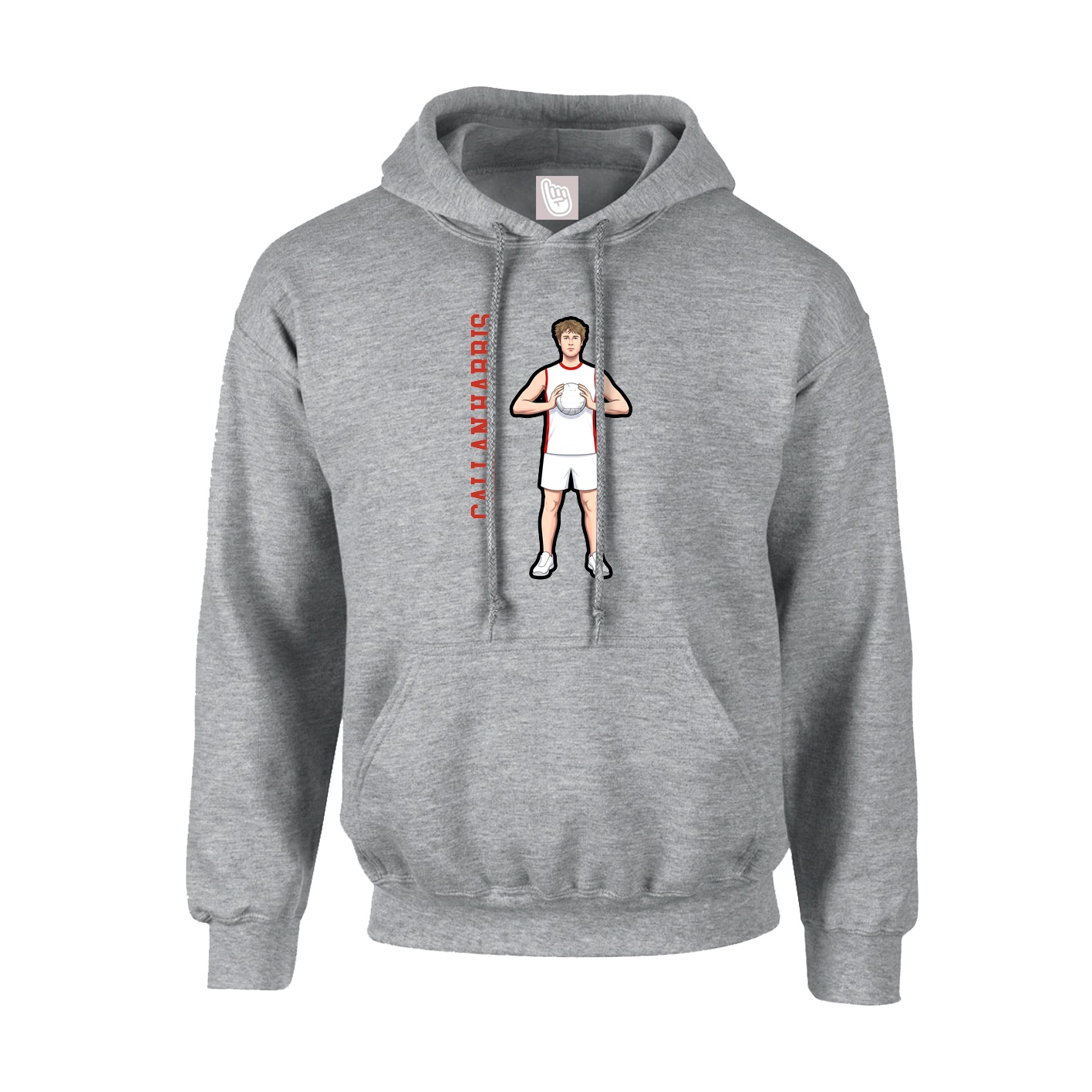 Hoodie — Name Vertical in Grey