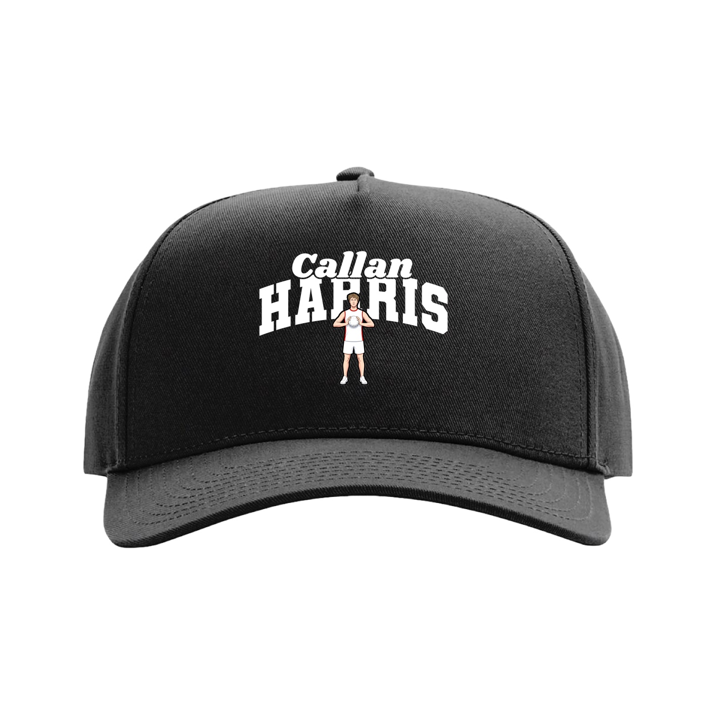 Full Fabric Five-Panel Champ Cap — Signature Arch in Black