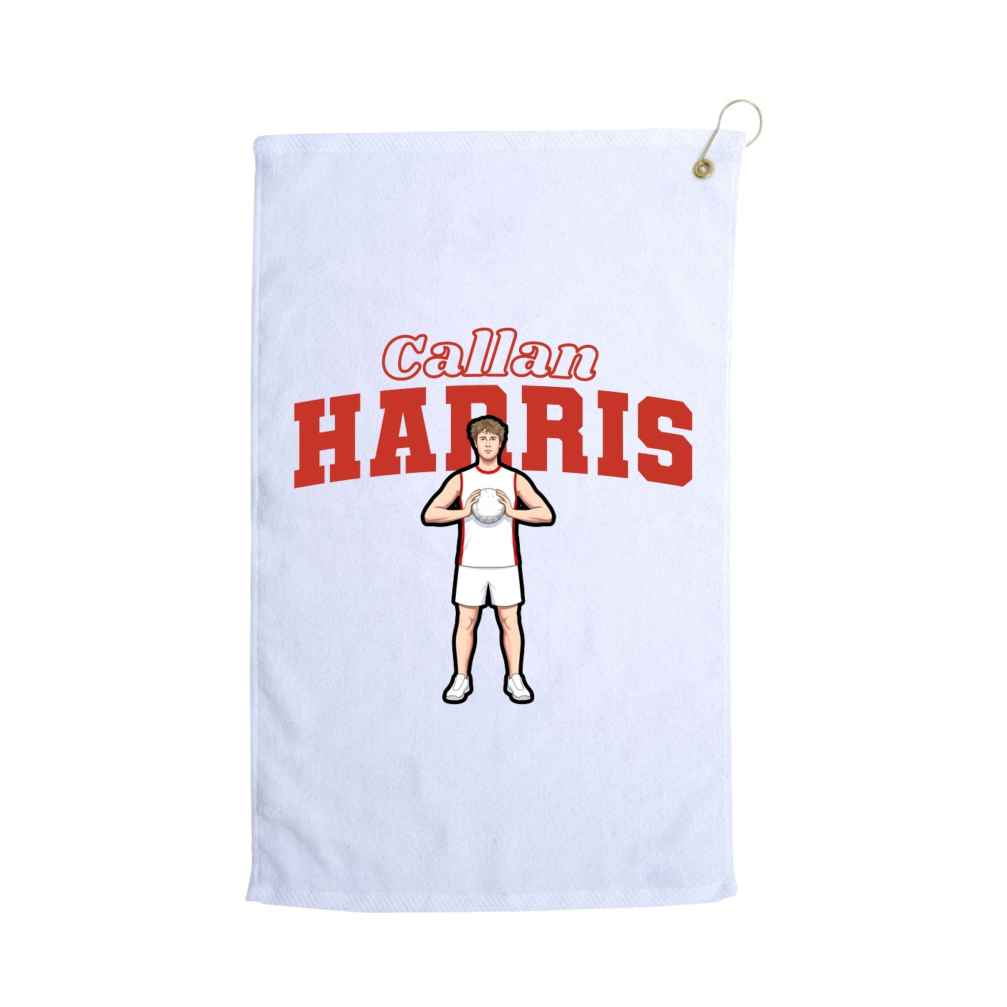 Golf Towel — Name Arch in White