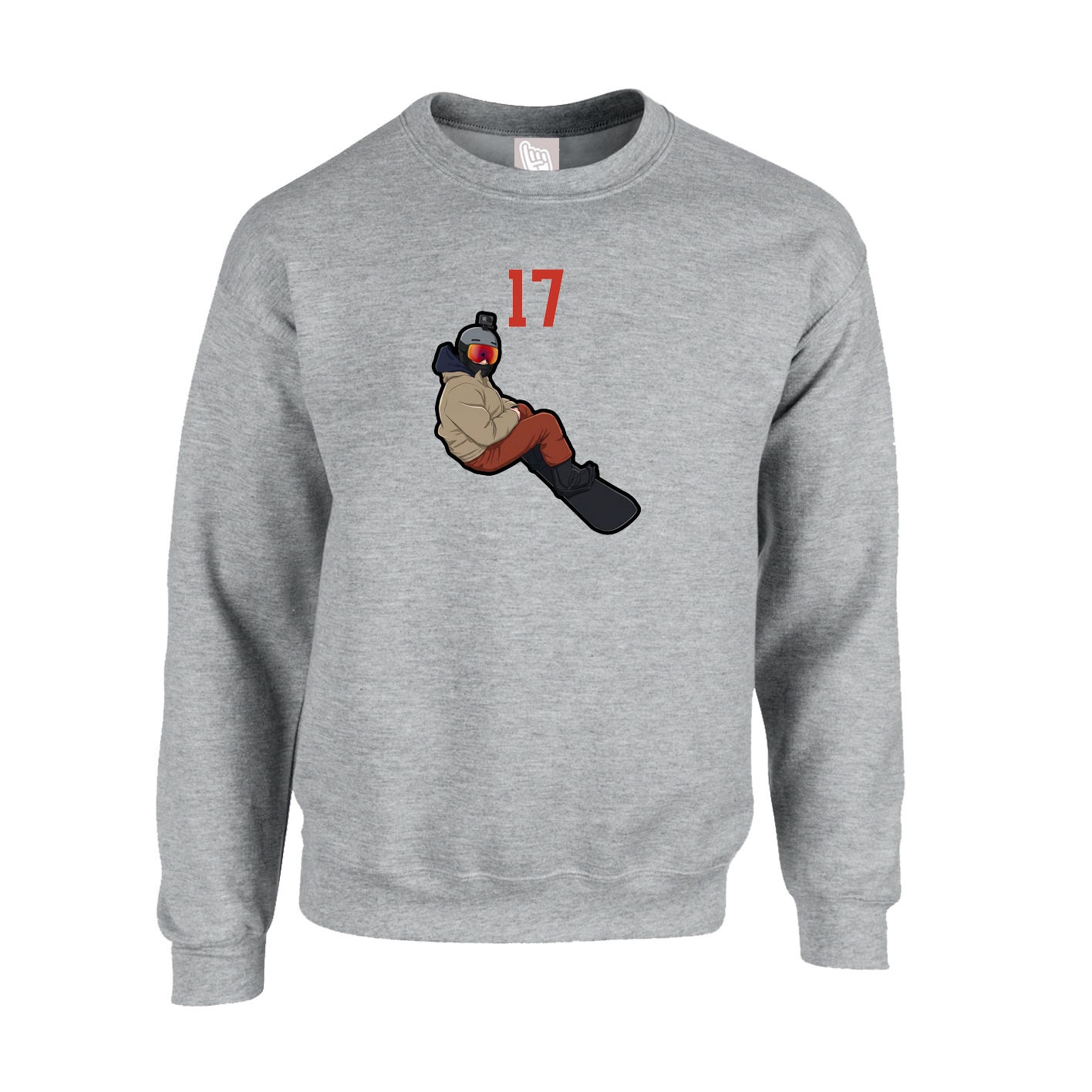 Fleece Crew — Number Top in Grey
