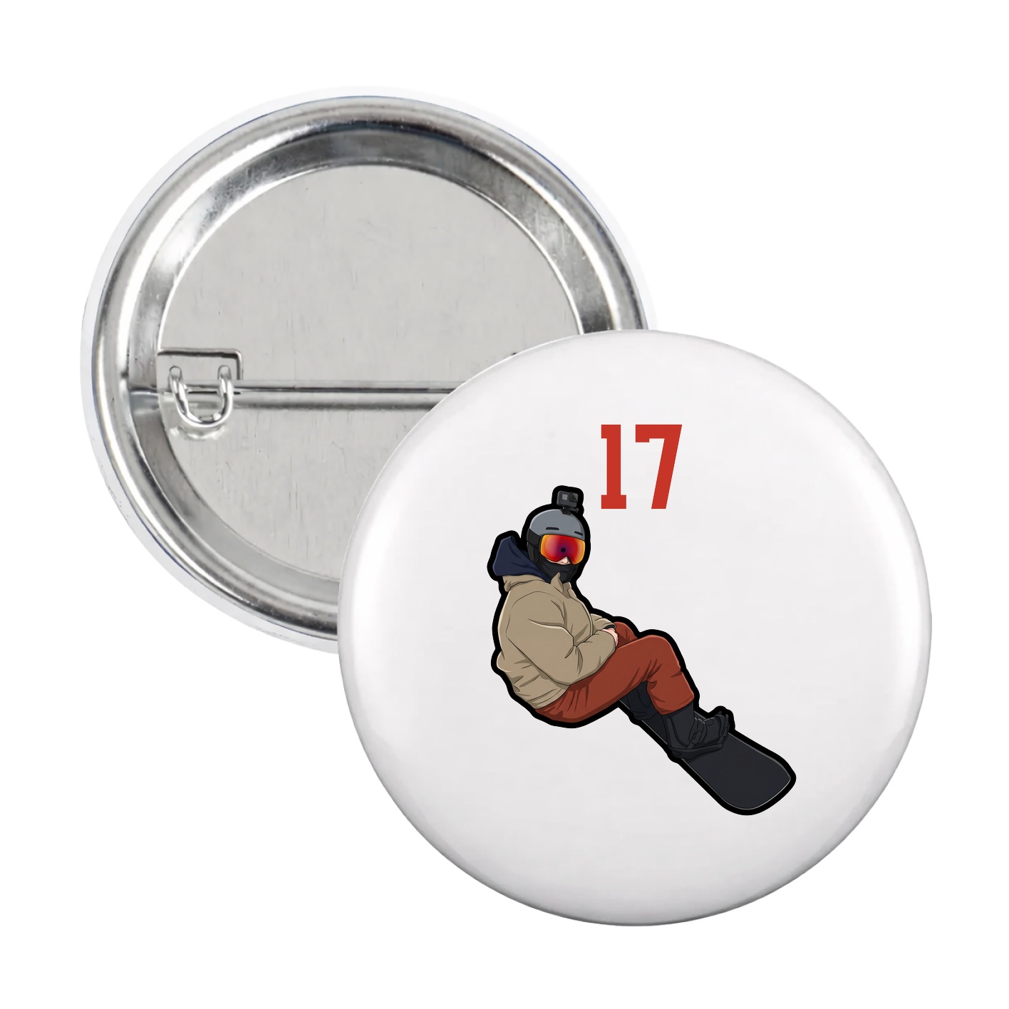 Game Day Button — Number Top in White