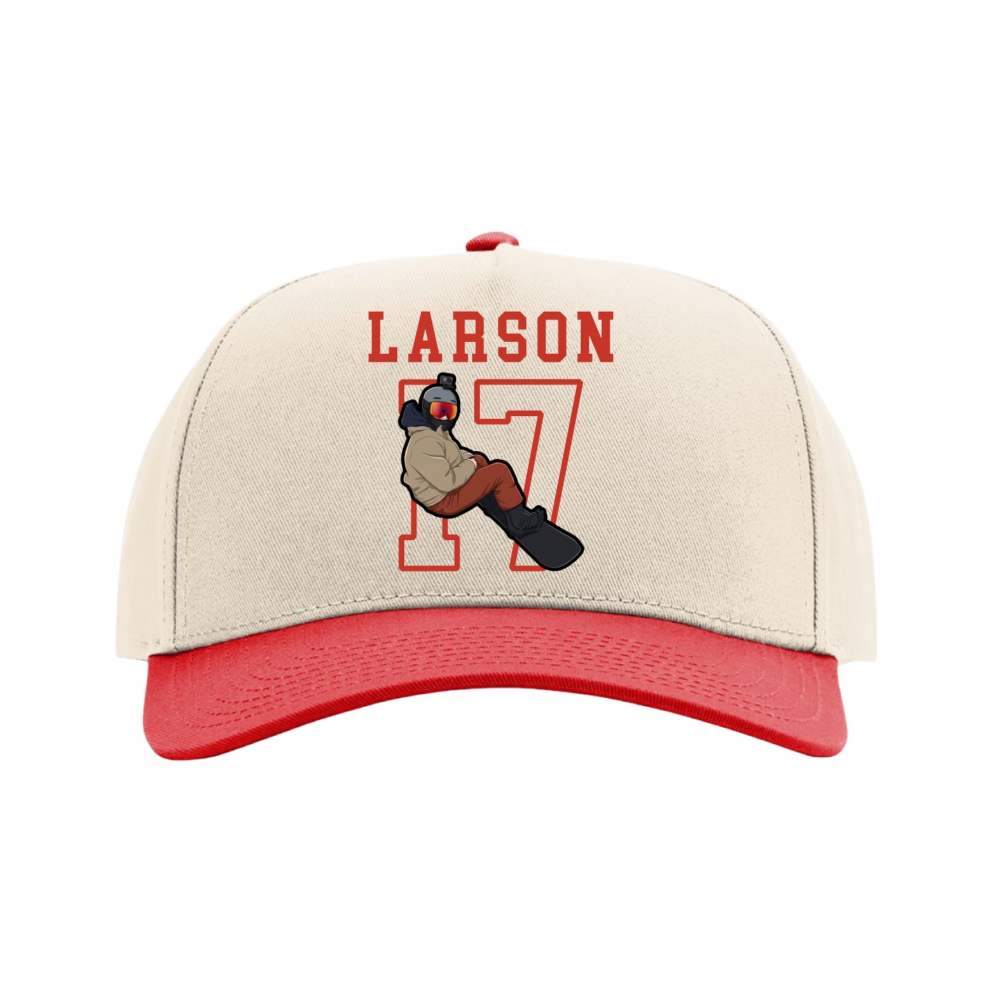 Full Fabric Five-Panel Champ Cap — Shirsey in Cream/Red