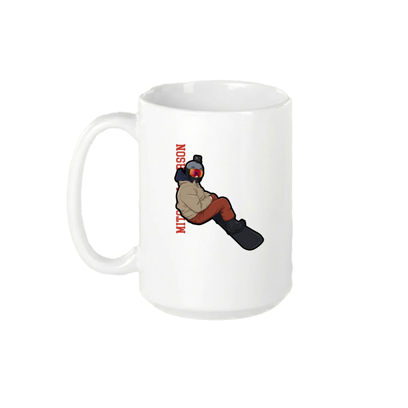 15oz Coffee Mug — Name Vertical in White