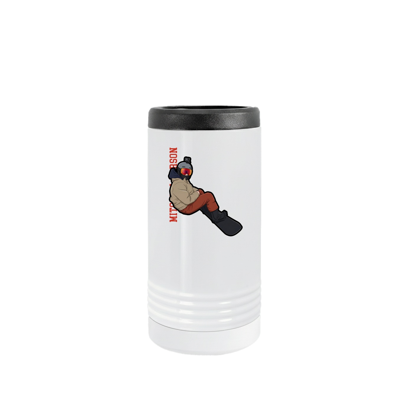 Slim Beverage Holder — Name Vertical in White