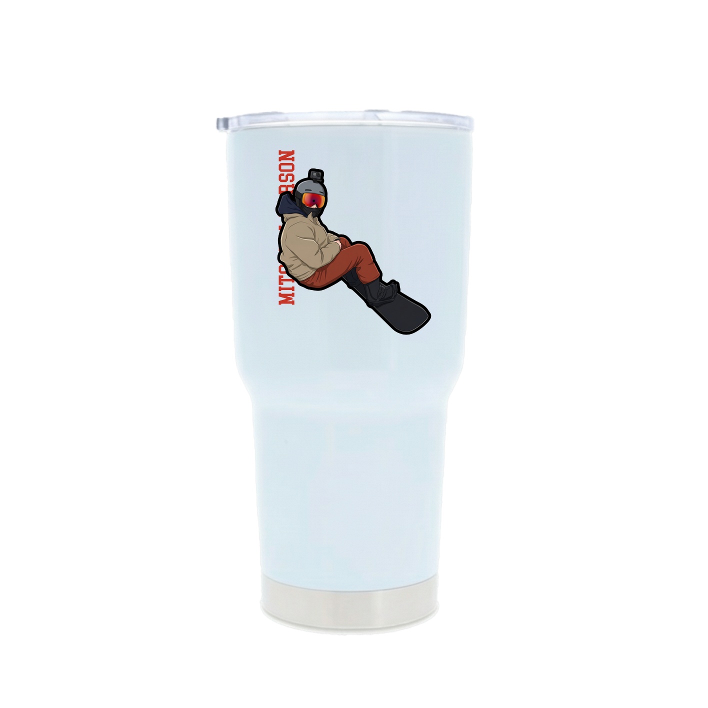 30oz Stainless Steel Tumbler — Name Vertical in White