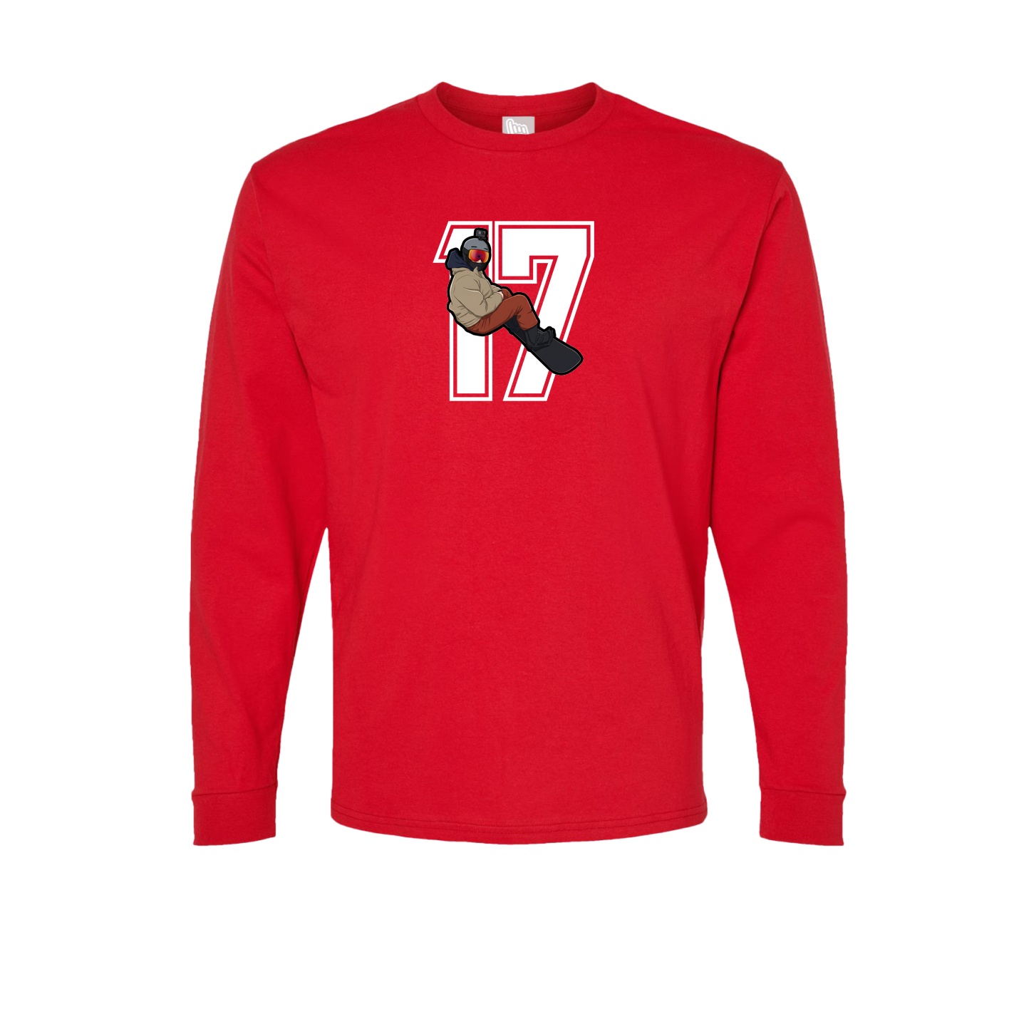 Long Sleeve Tee — Number in Red