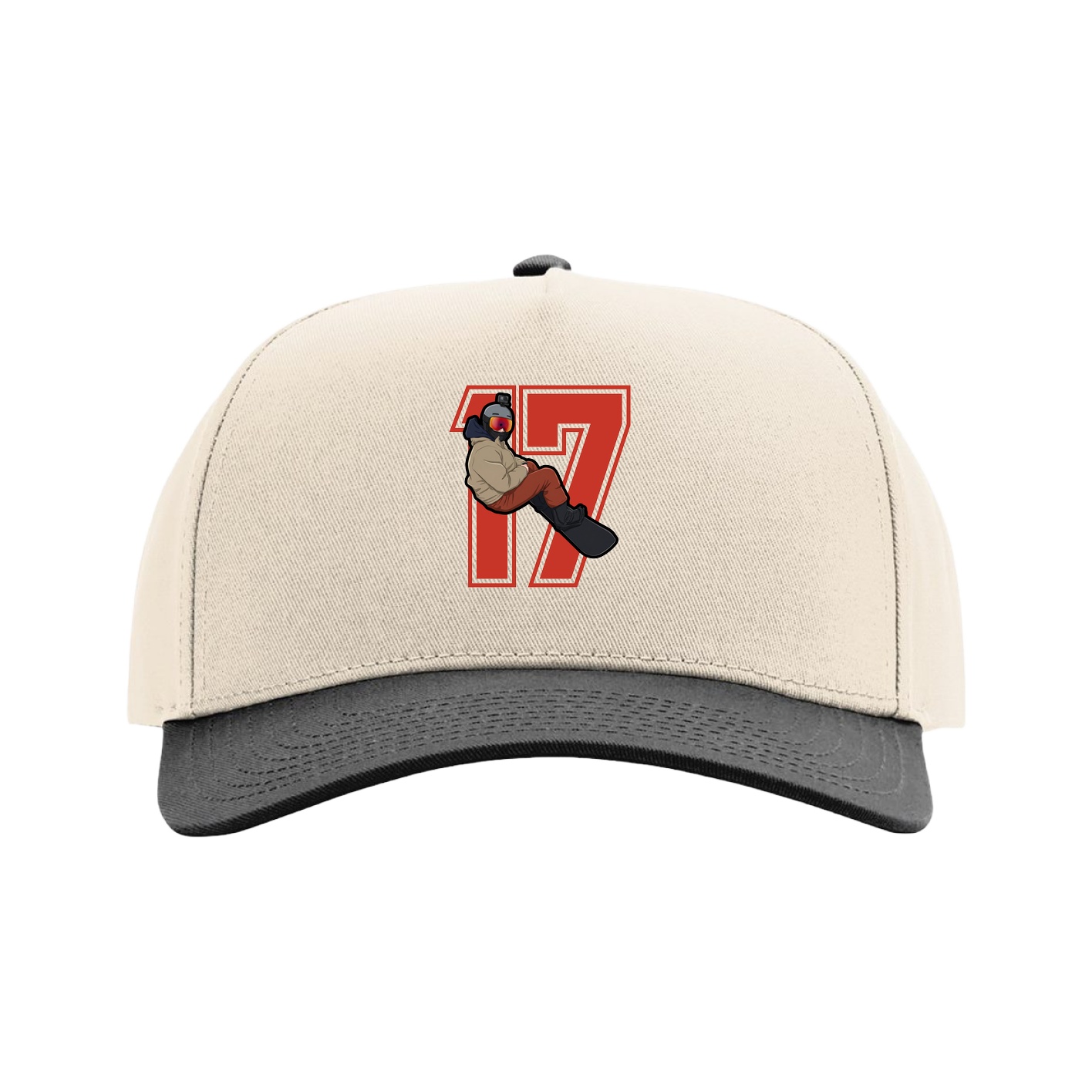 Full Fabric Five-Panel Champ Cap — Number in Cream/Black