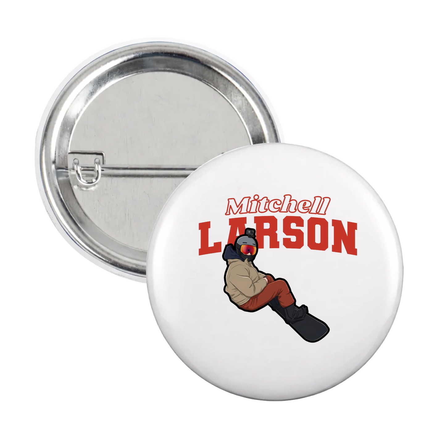 Game Day Button — Name Arch in White