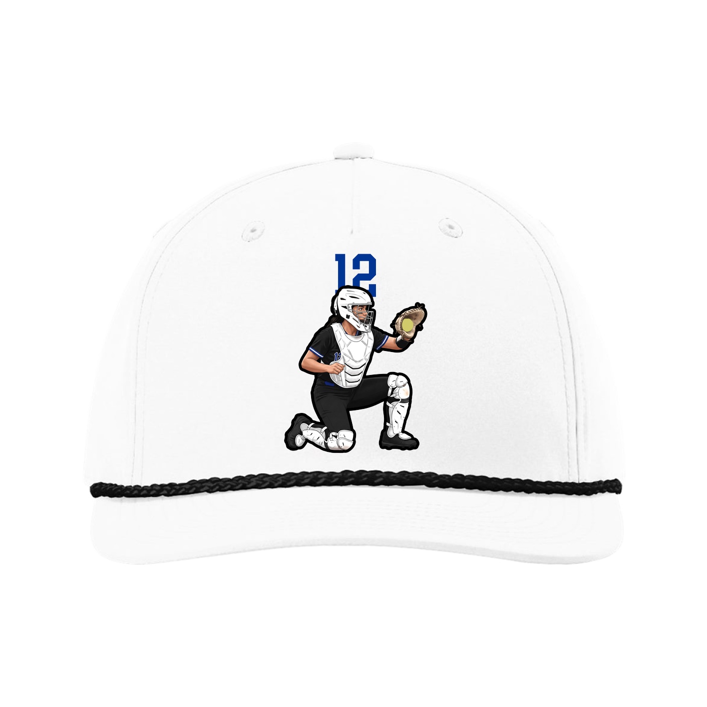 Five-Panel Classic Rope Cap — Number Top in White