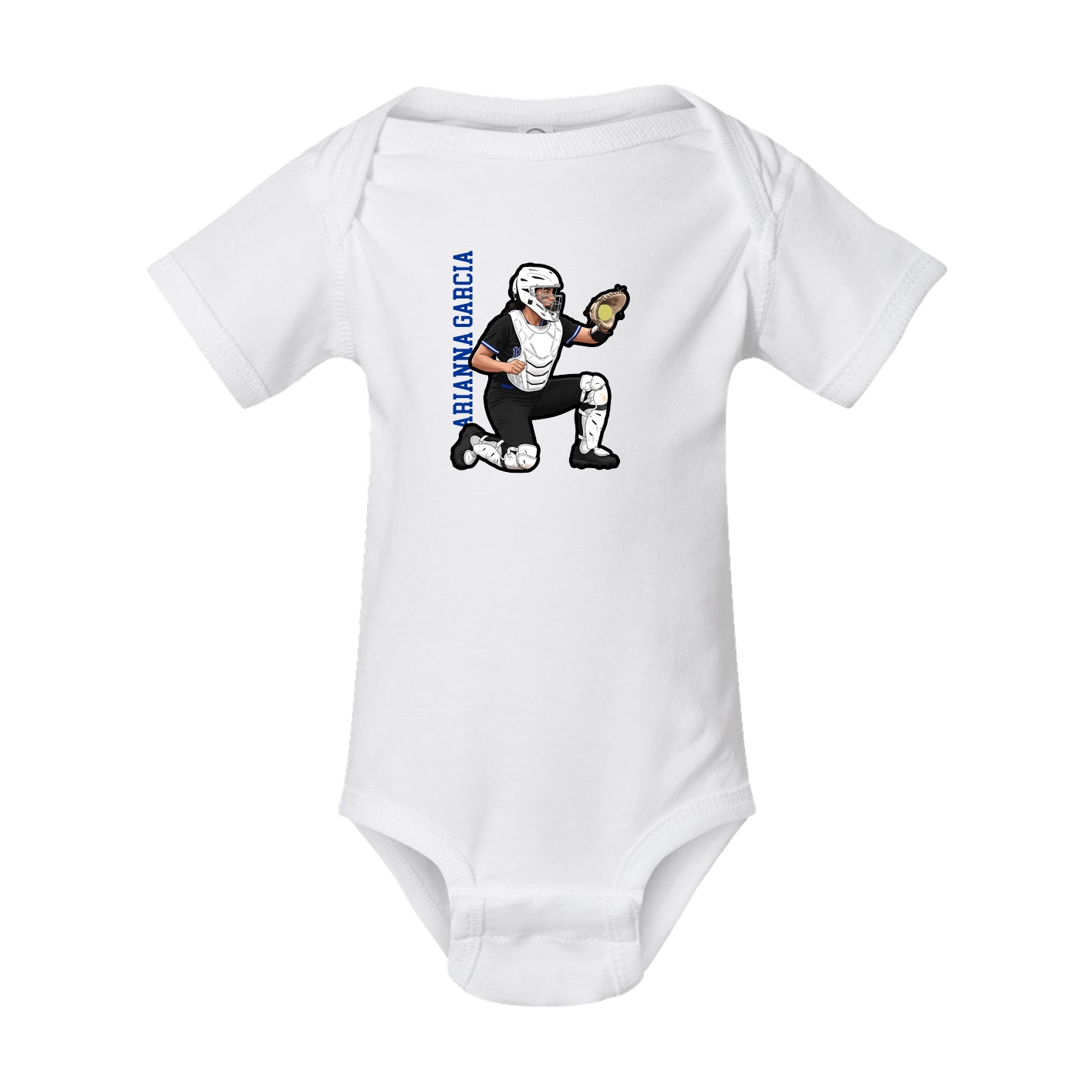 Baby Onesie — Name Vertical in White