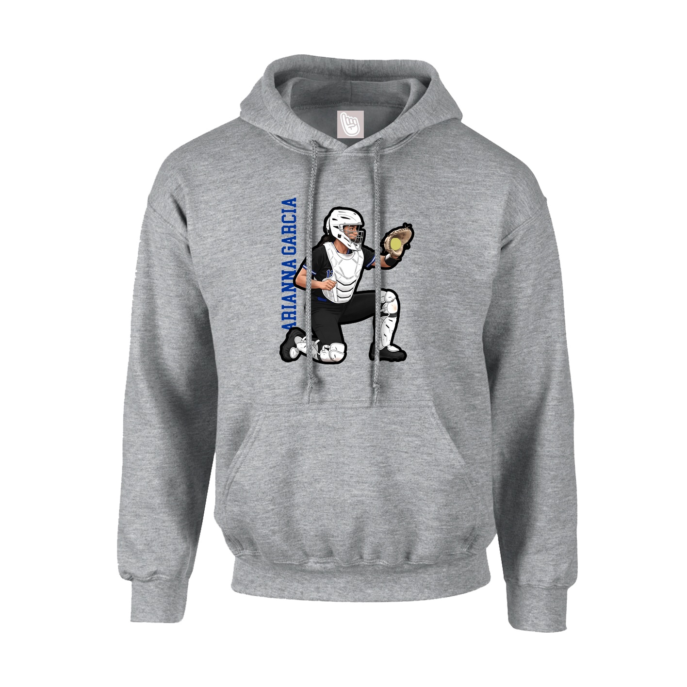 Youth Hoodie — Name Vertical in Grey