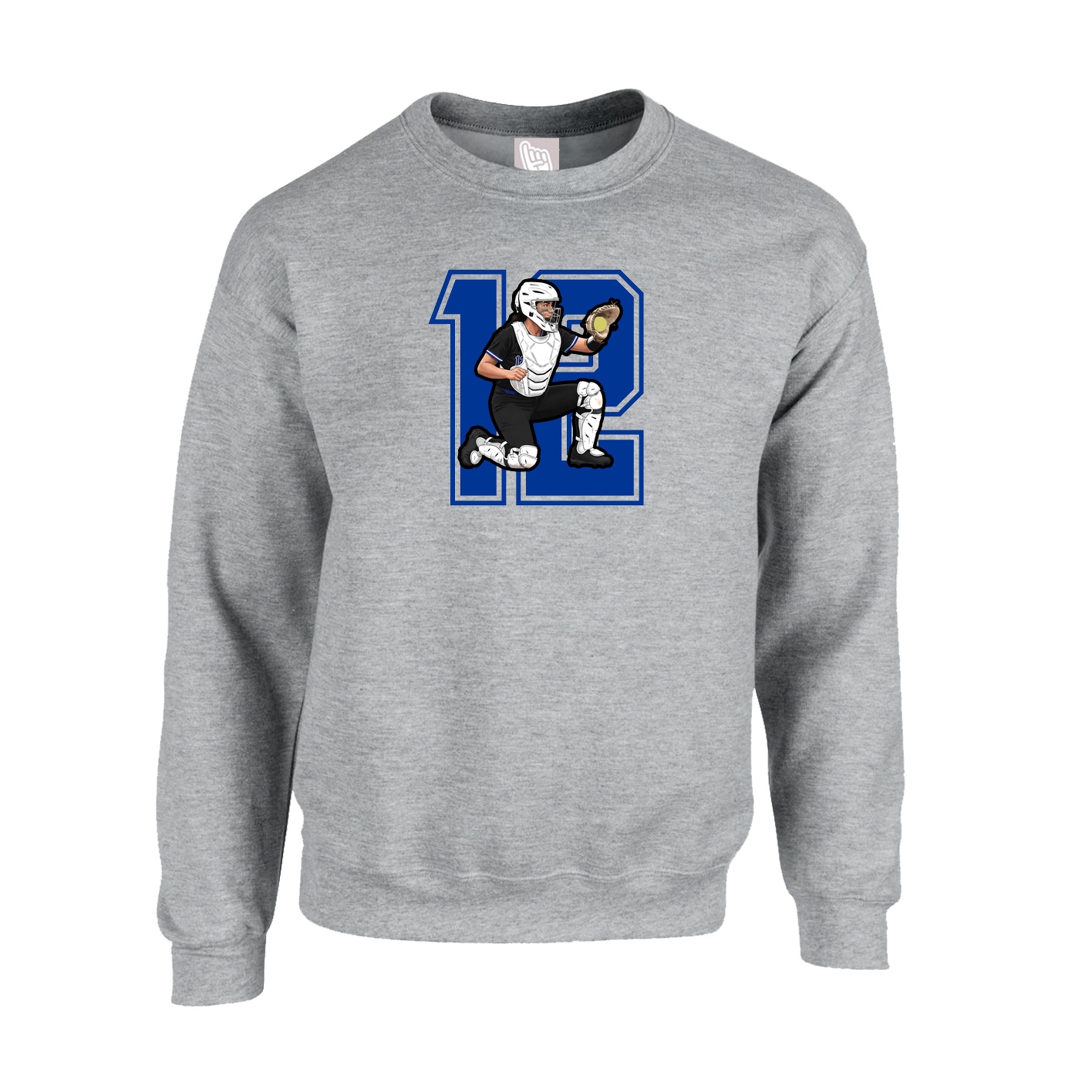 Fleece Crew — Number in Grey