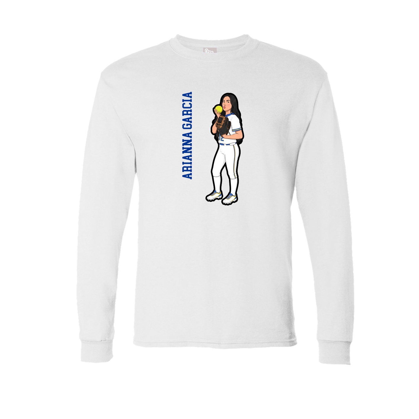 Long Sleeve Tee — Name Vertical in White