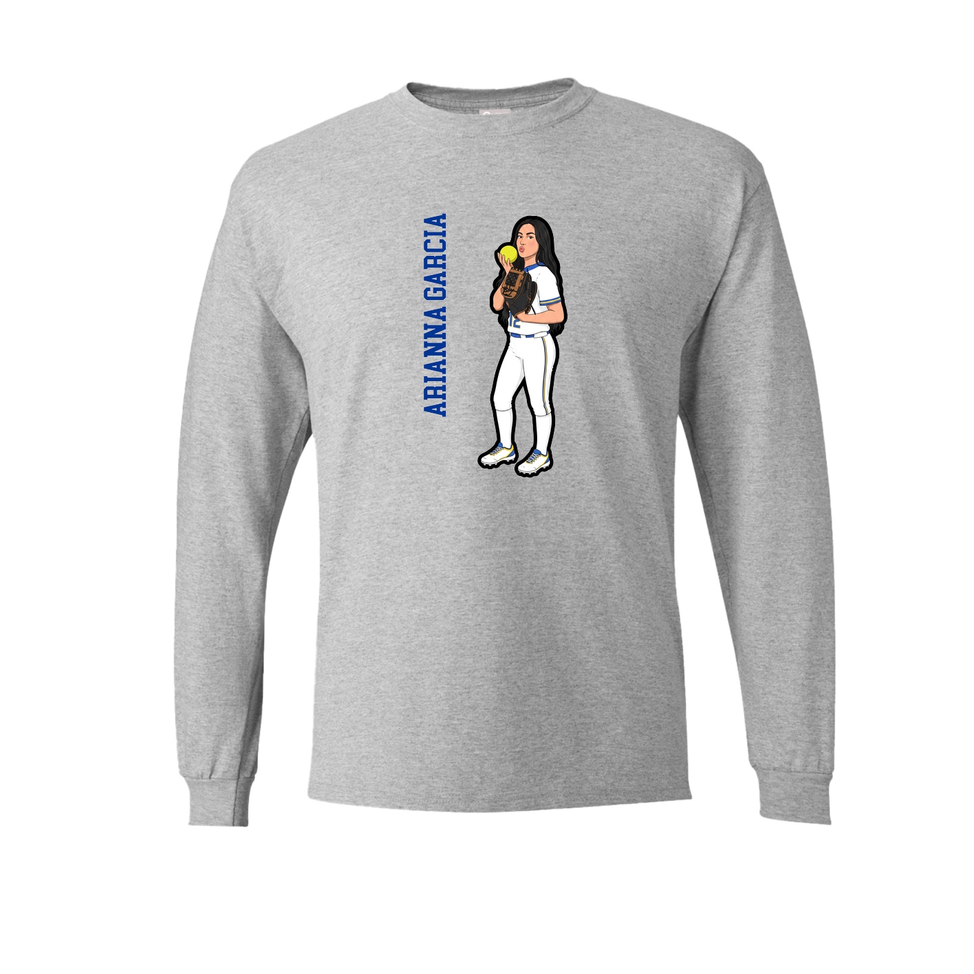 Long Sleeve Tee — Name Vertical in Grey