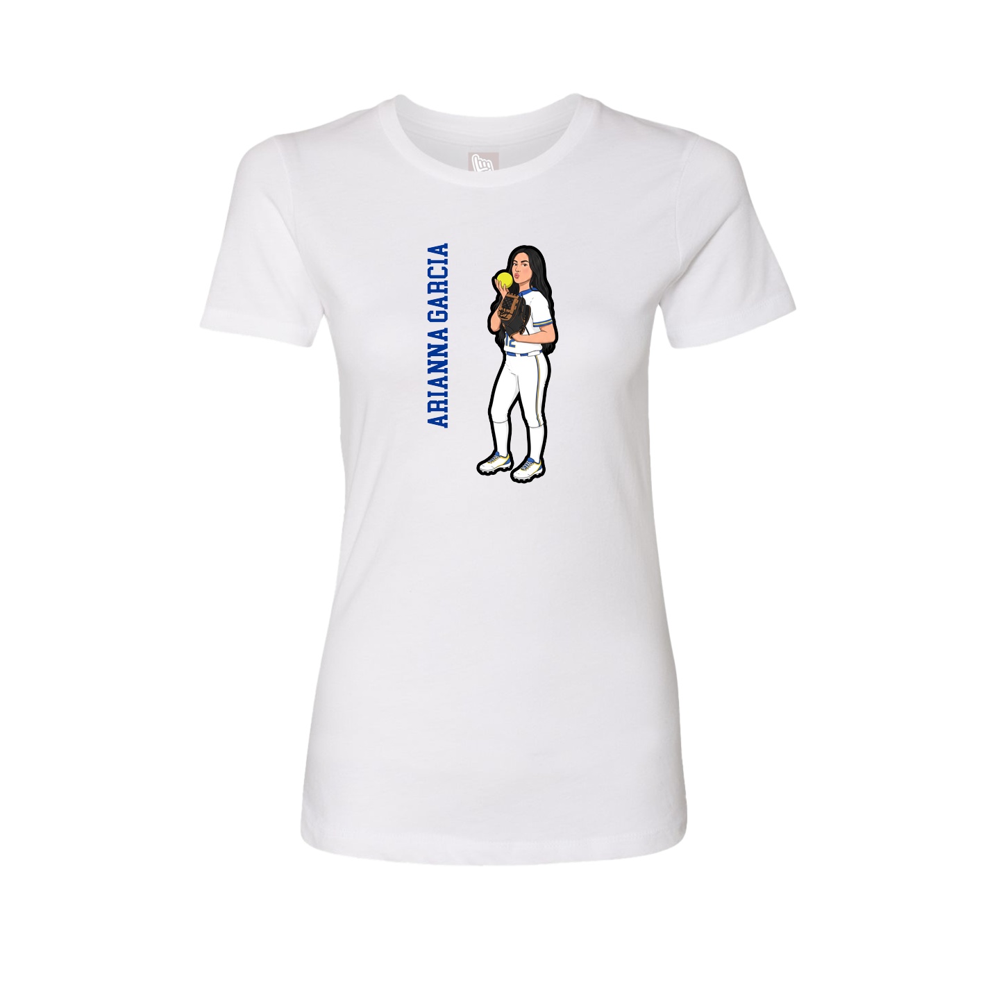 Womens Tee — Name Vertical in White