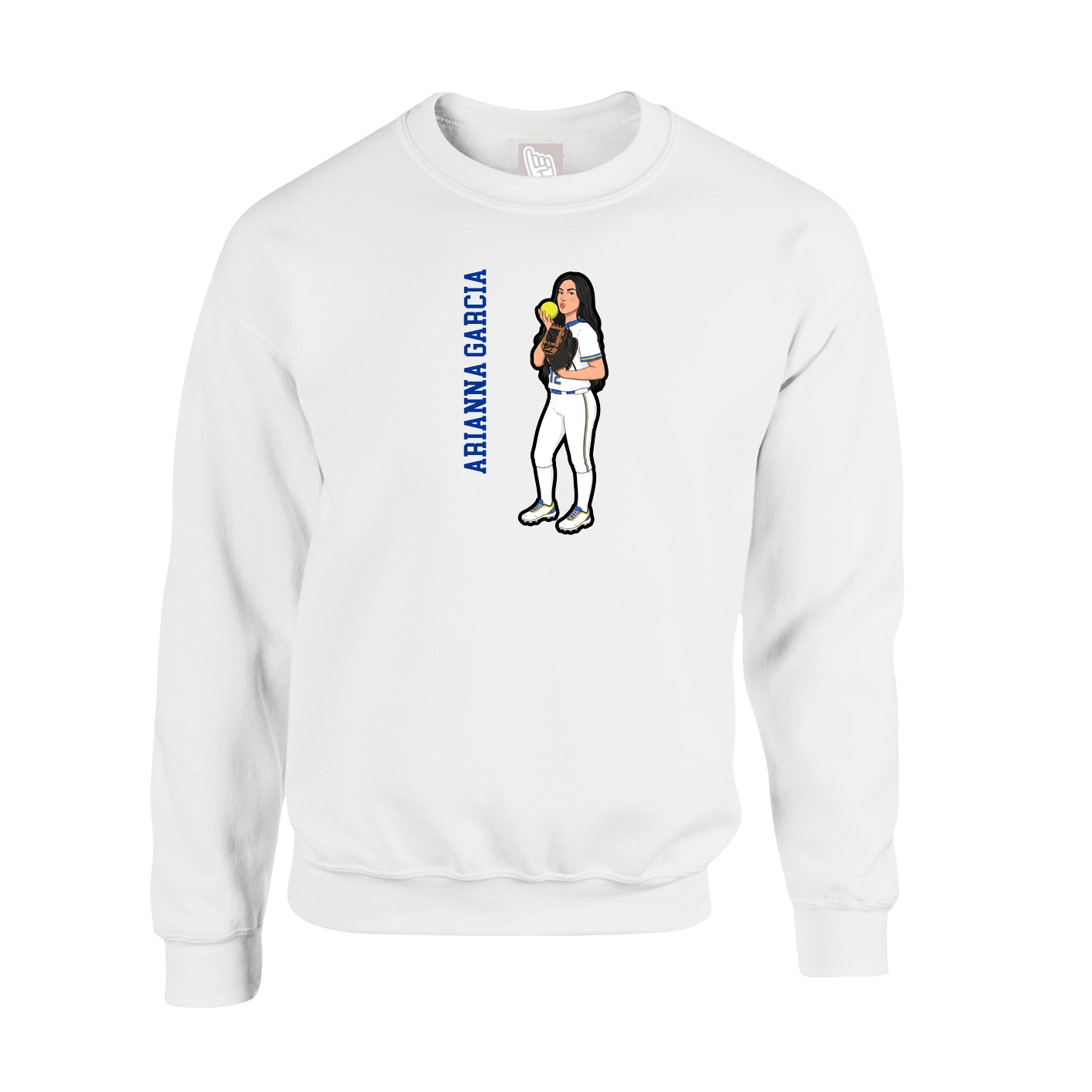 Fleece Crew — Name Vertical in White