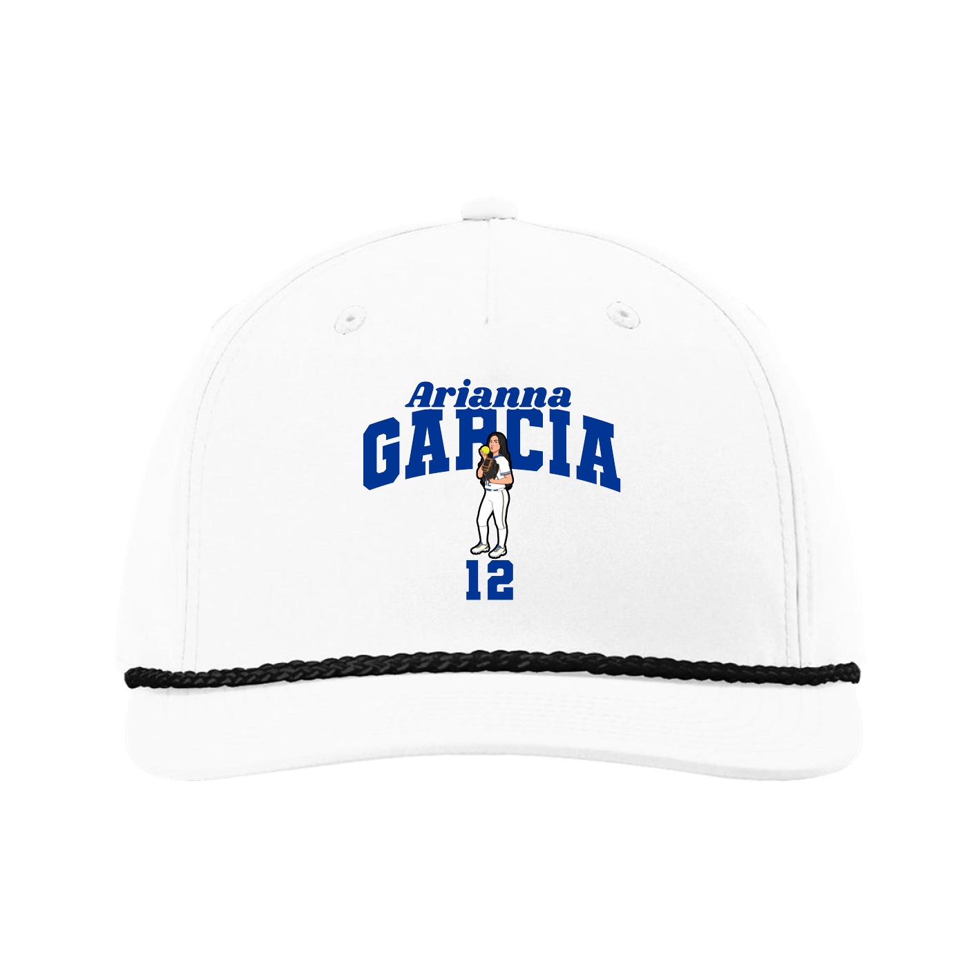 Five-Panel Classic Rope Cap — Signature Arch in White