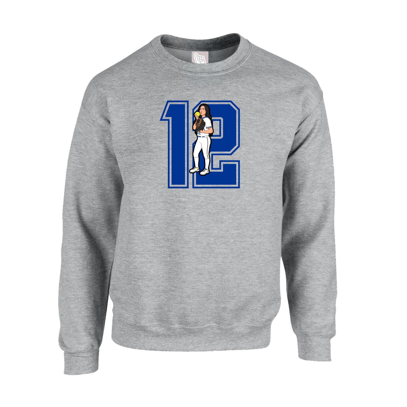 Fleece Crew — Number in Grey