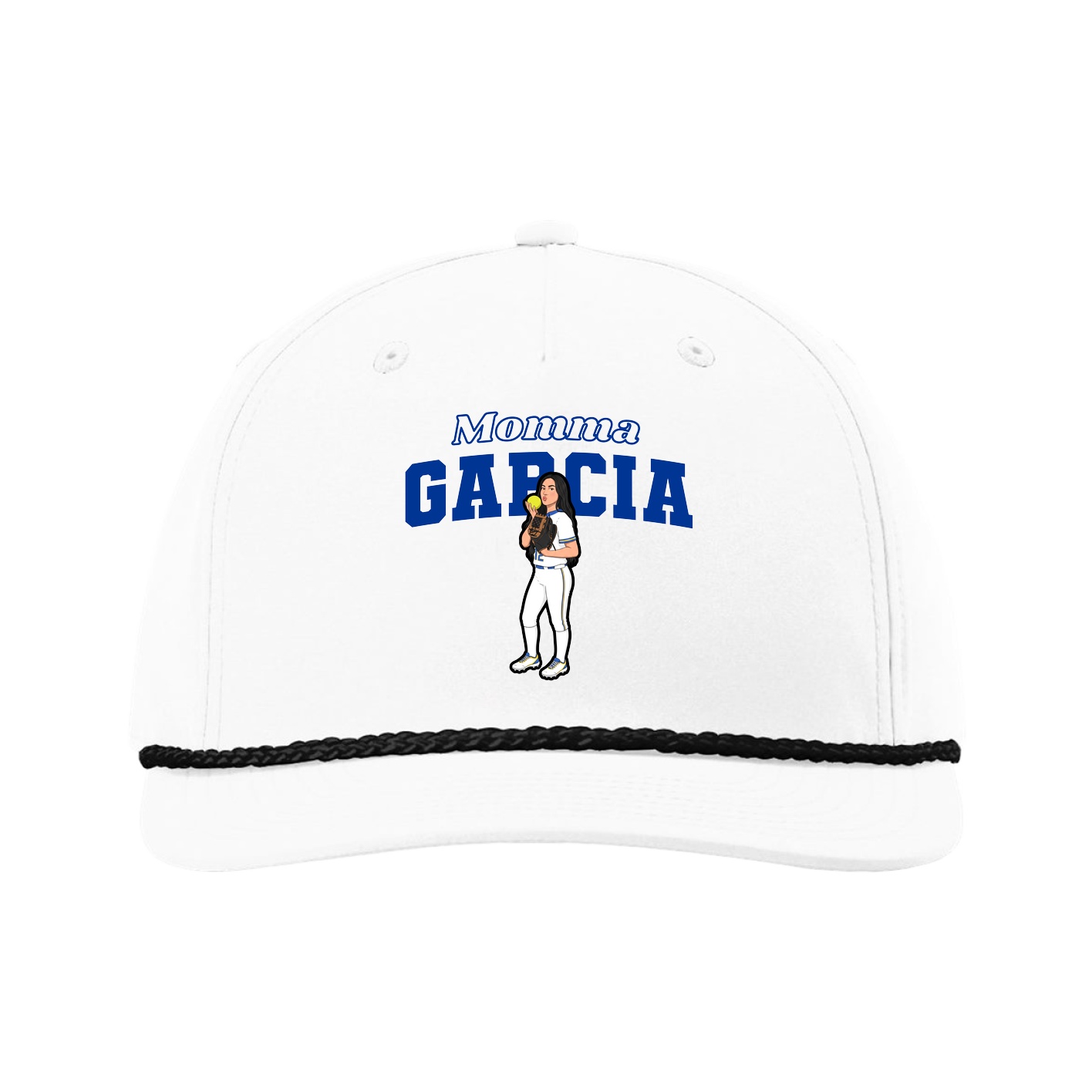 Five-Panel Classic Rope Cap — Mothers Day Block in White