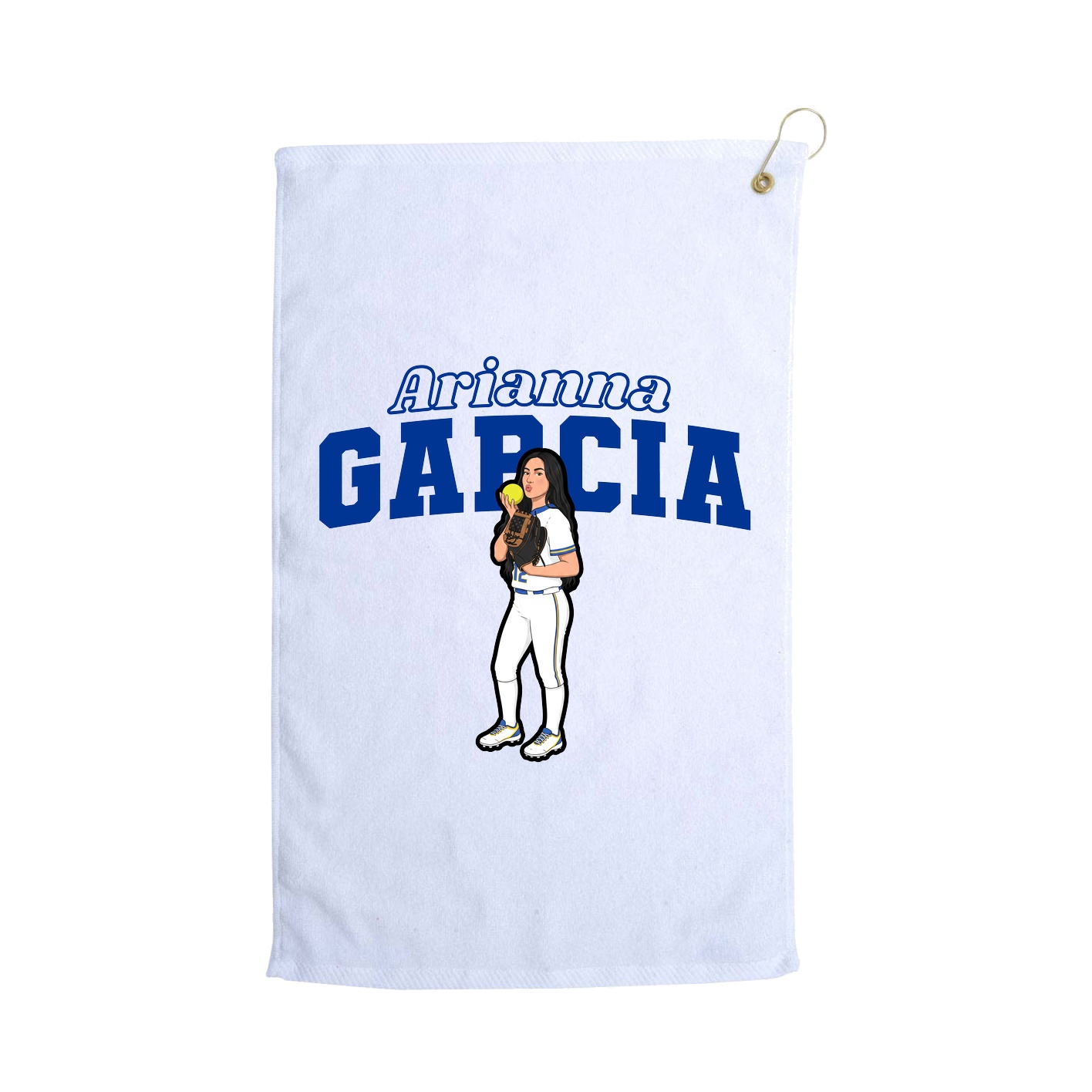 Golf Towel — Name Arch in White