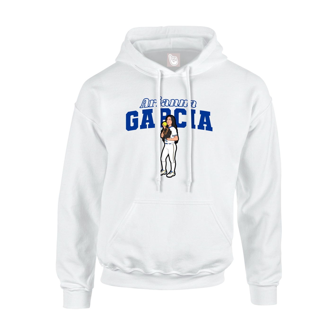 Youth Hoodie — Name Arch in White