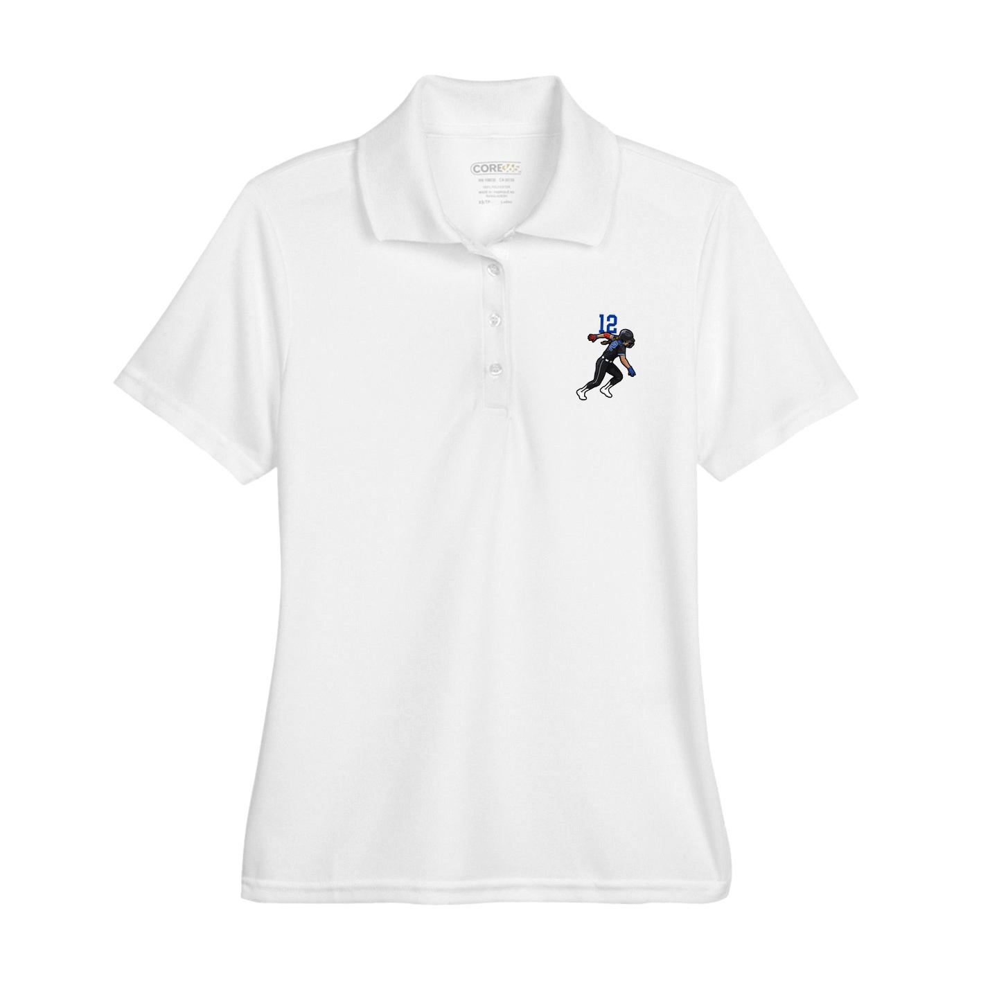Womens Performance Polo — Number Top in White