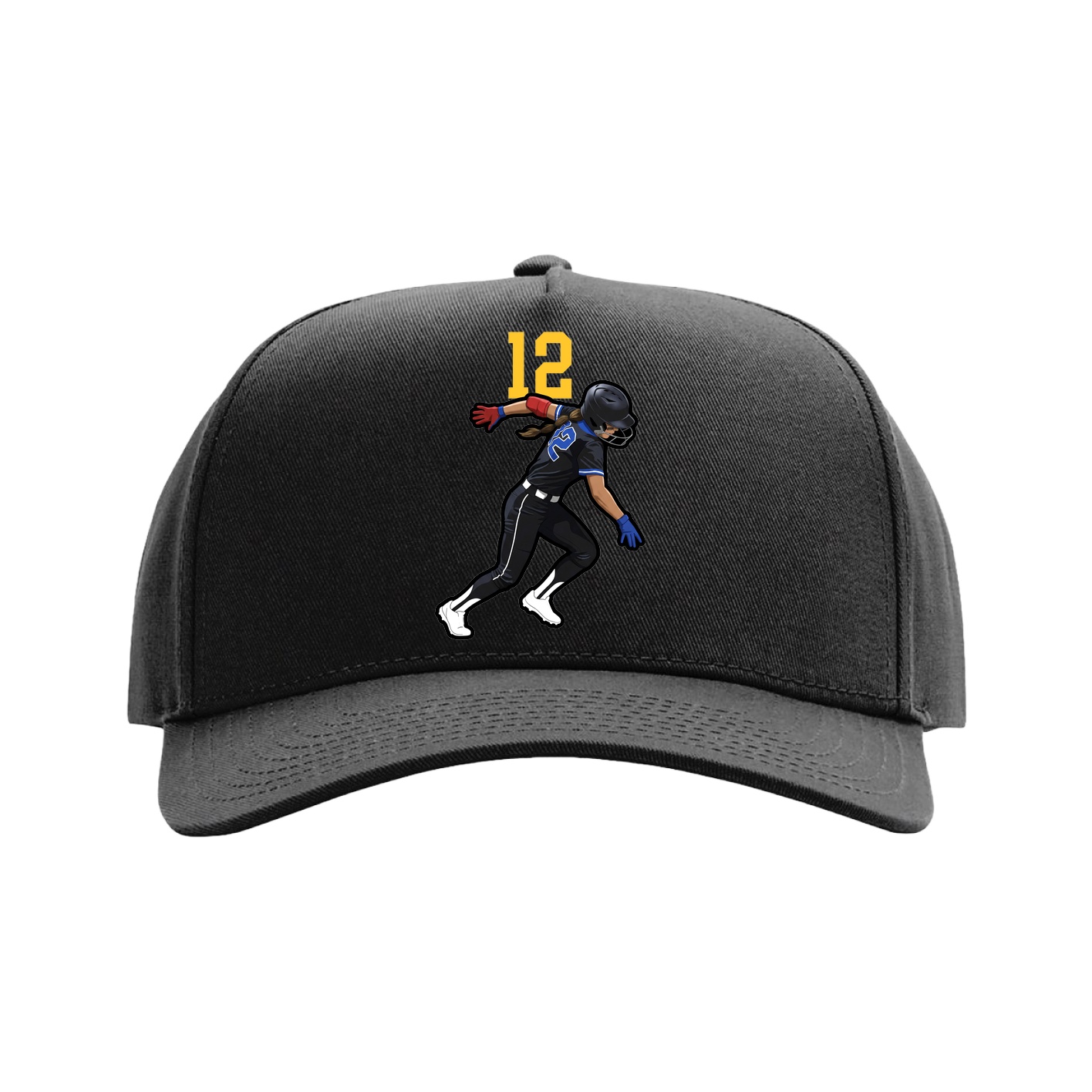 Full Fabric Five-Panel Champ Cap — Number Top in Black