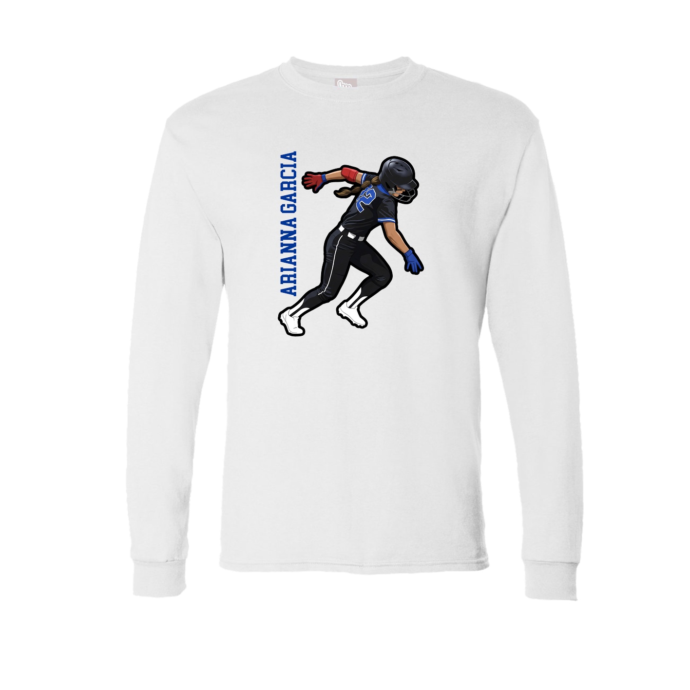 Long Sleeve Tee — Name Vertical in White