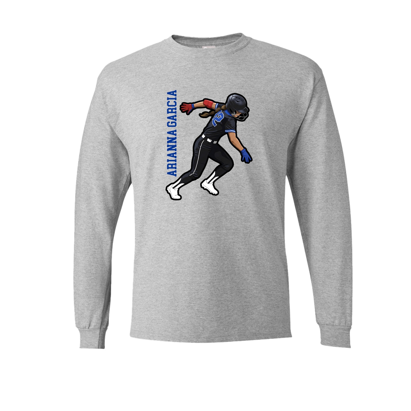 Long Sleeve Tee — Name Vertical in Grey