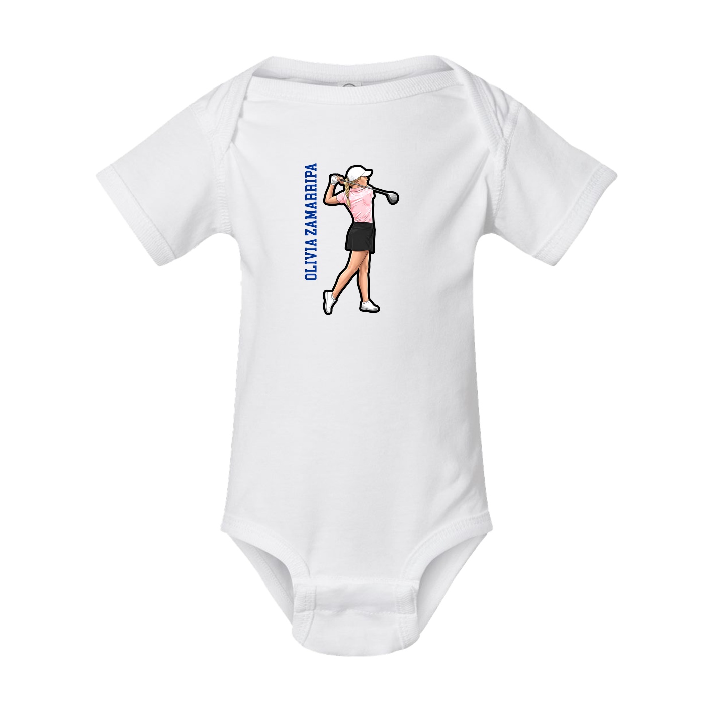 Baby Onesie — Name Vertical in White