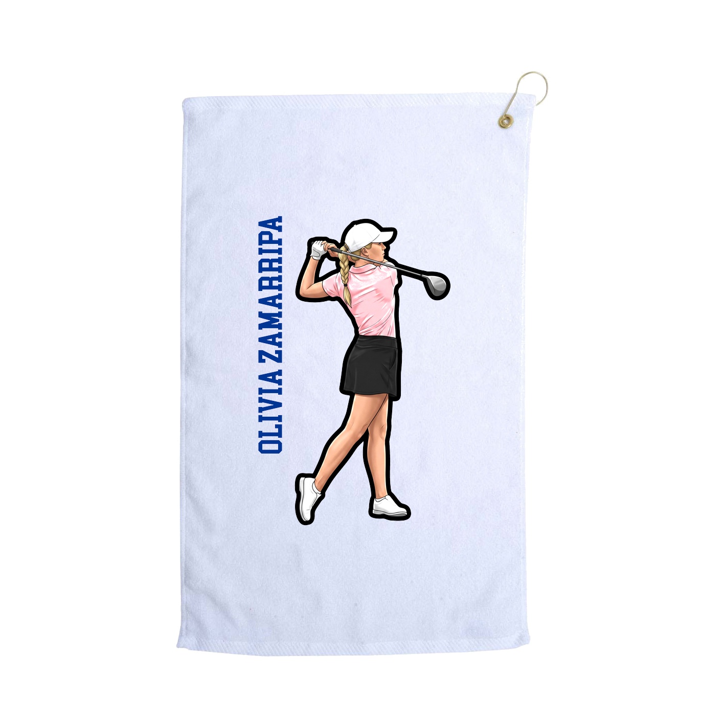 Golf Towel — Name Vertical in White