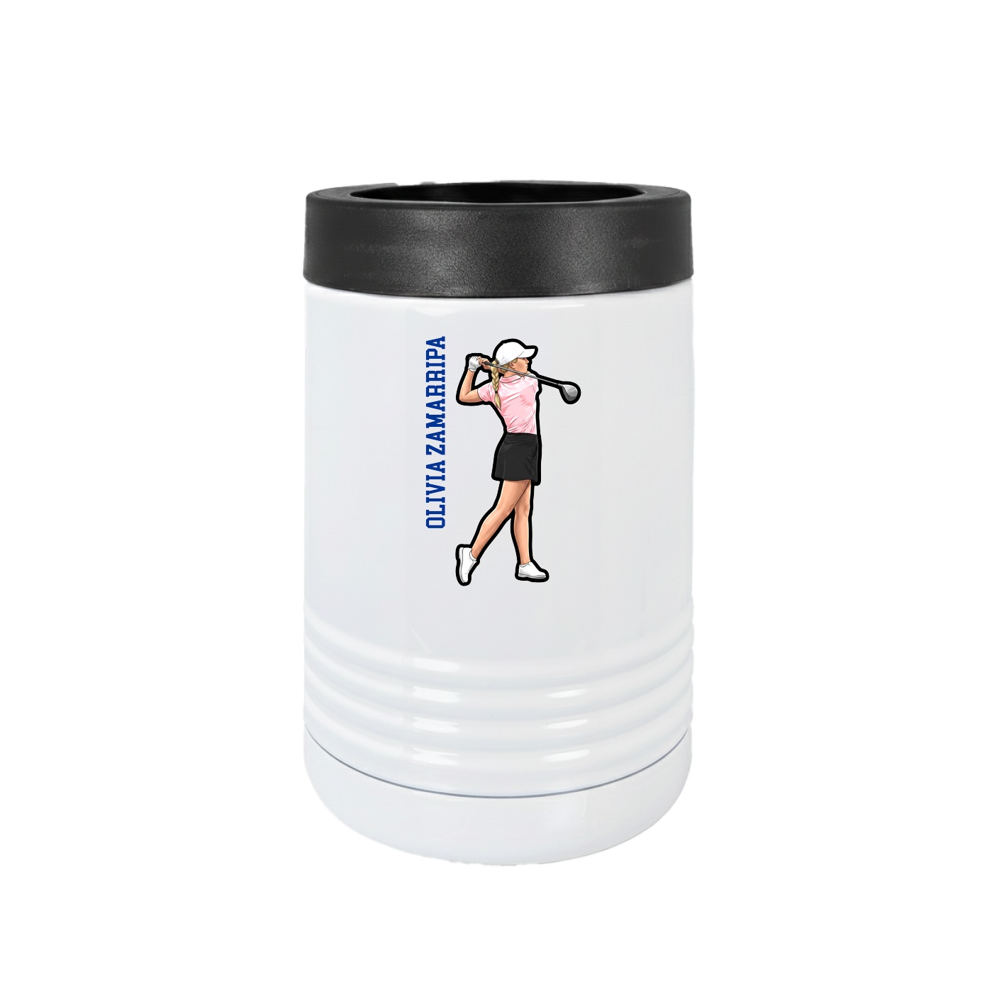 Beverage Holder — Name Vertical in White