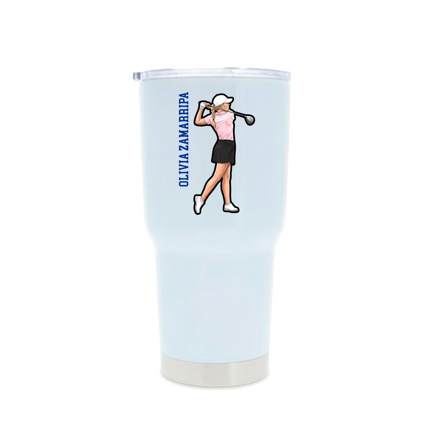 30oz Stainless Steel Tumbler — Name Vertical in White