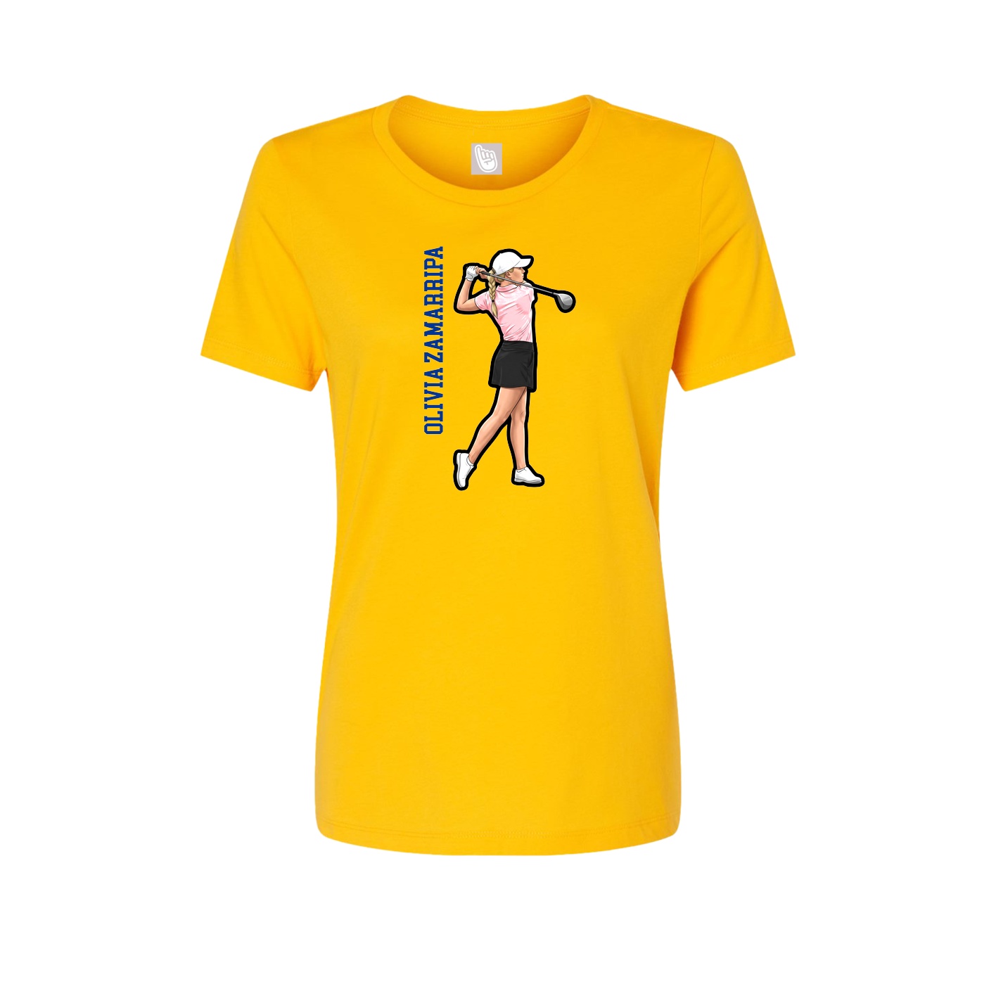 Fitted Women's Tee — Name Vertical in Gold