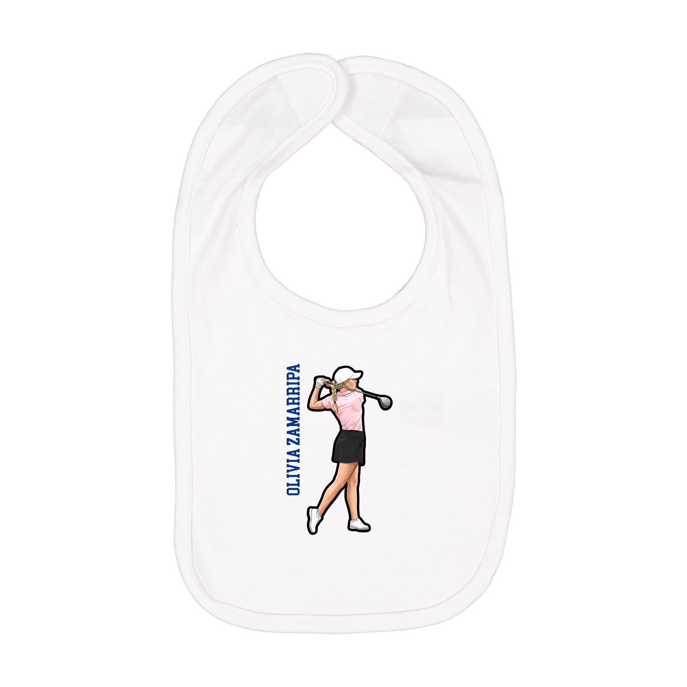 Infant Bib — Name Vertical in White