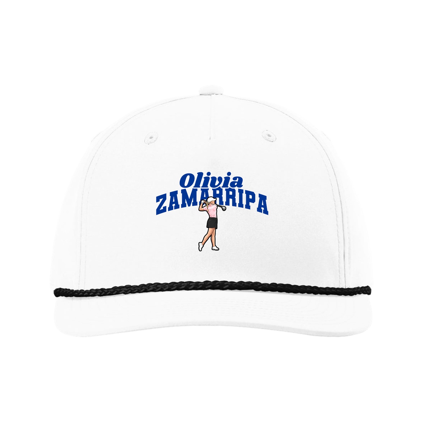 Five-Panel Classic Rope Cap — Signature Arch in White