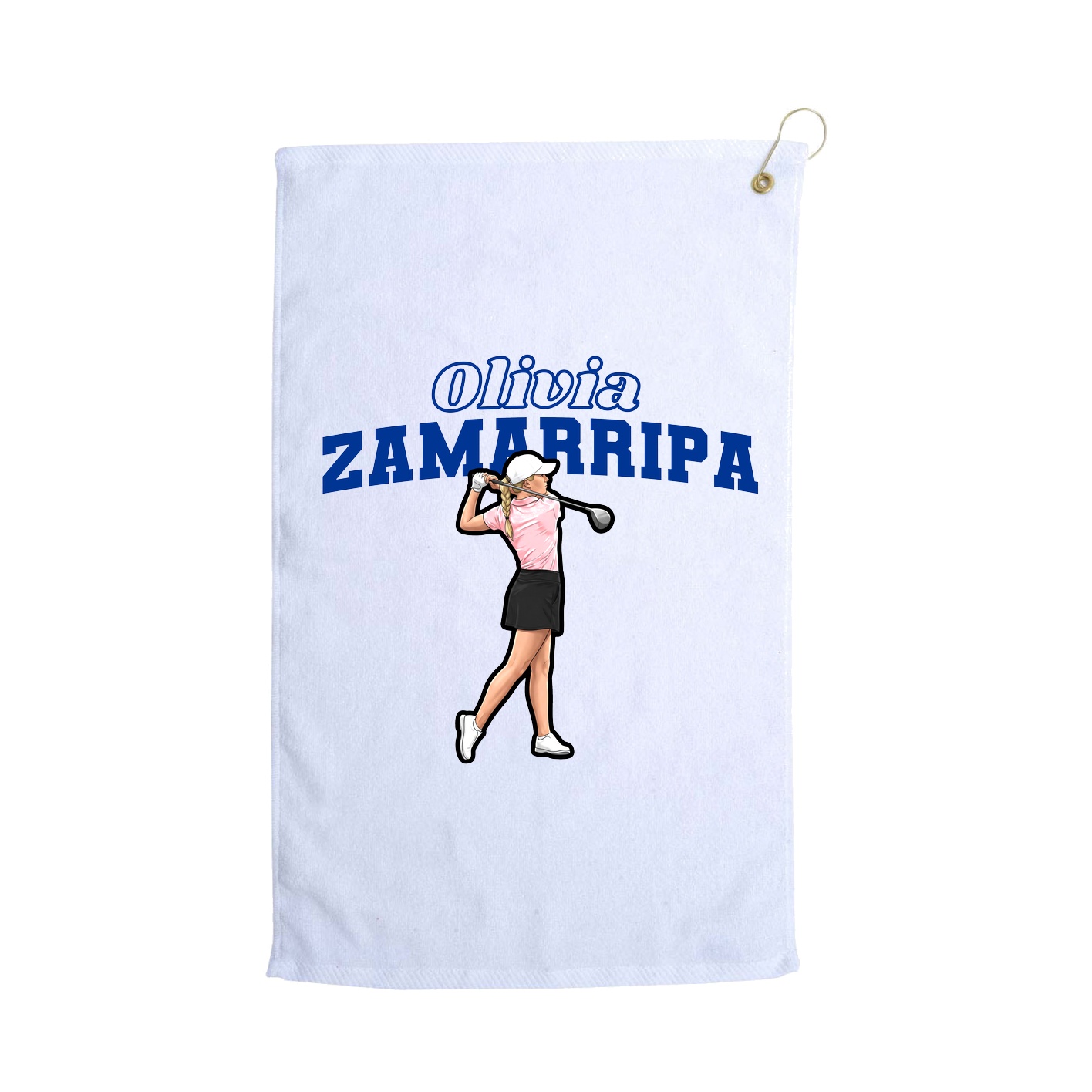 Golf Towel — Name Arch in White