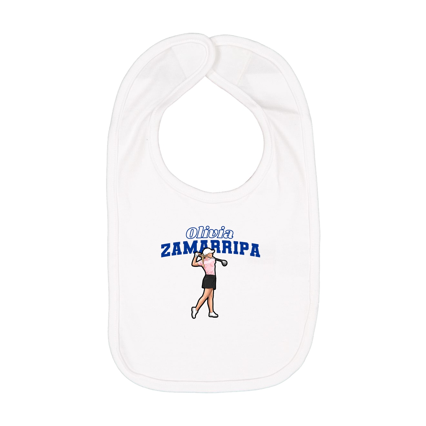 Infant Bib — Name Arch in White