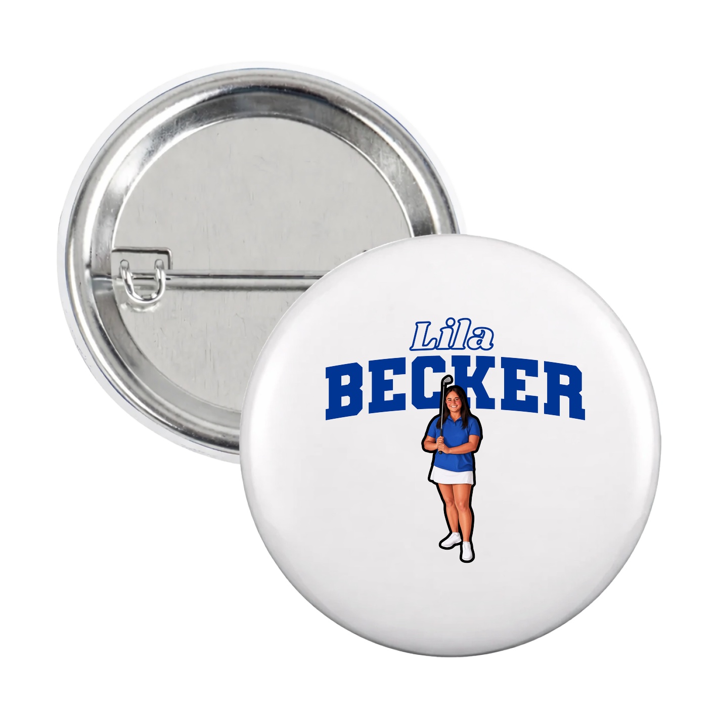 Game Day Button — Name Arch in White