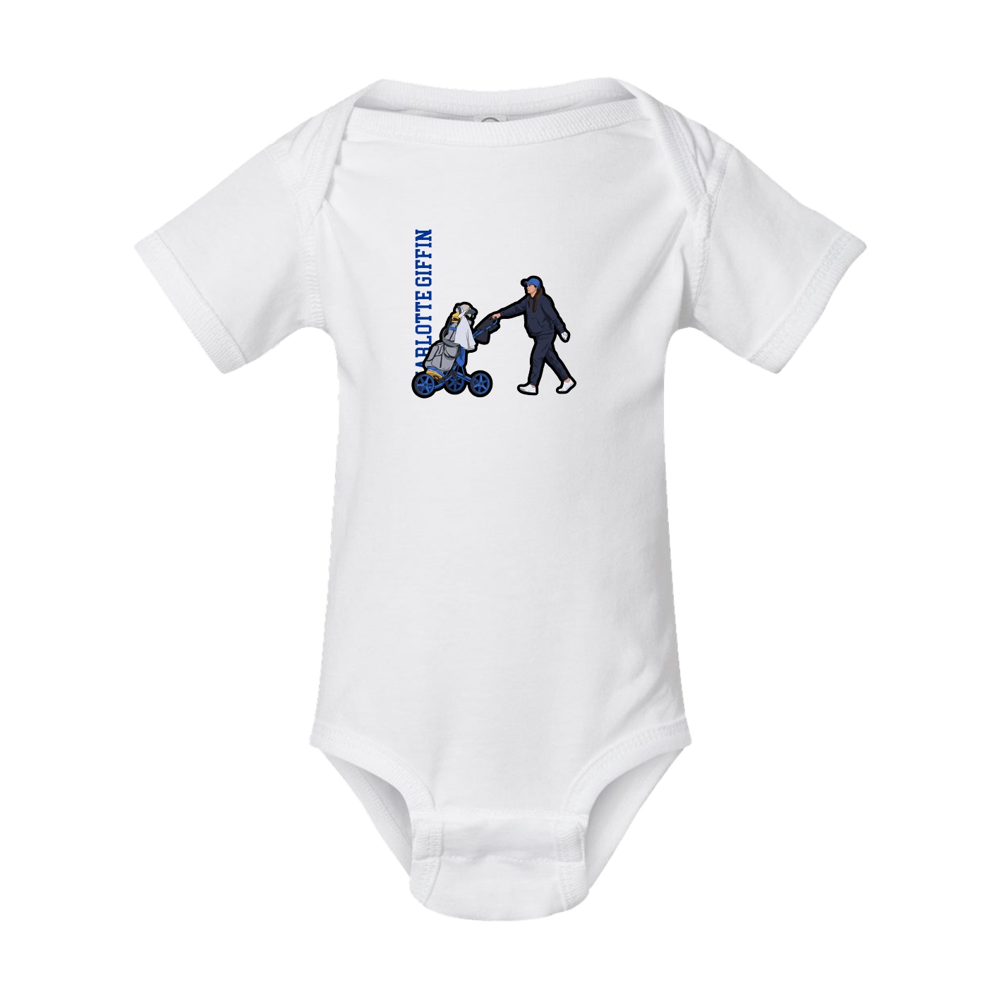 Baby Onesie — Name Vertical in White