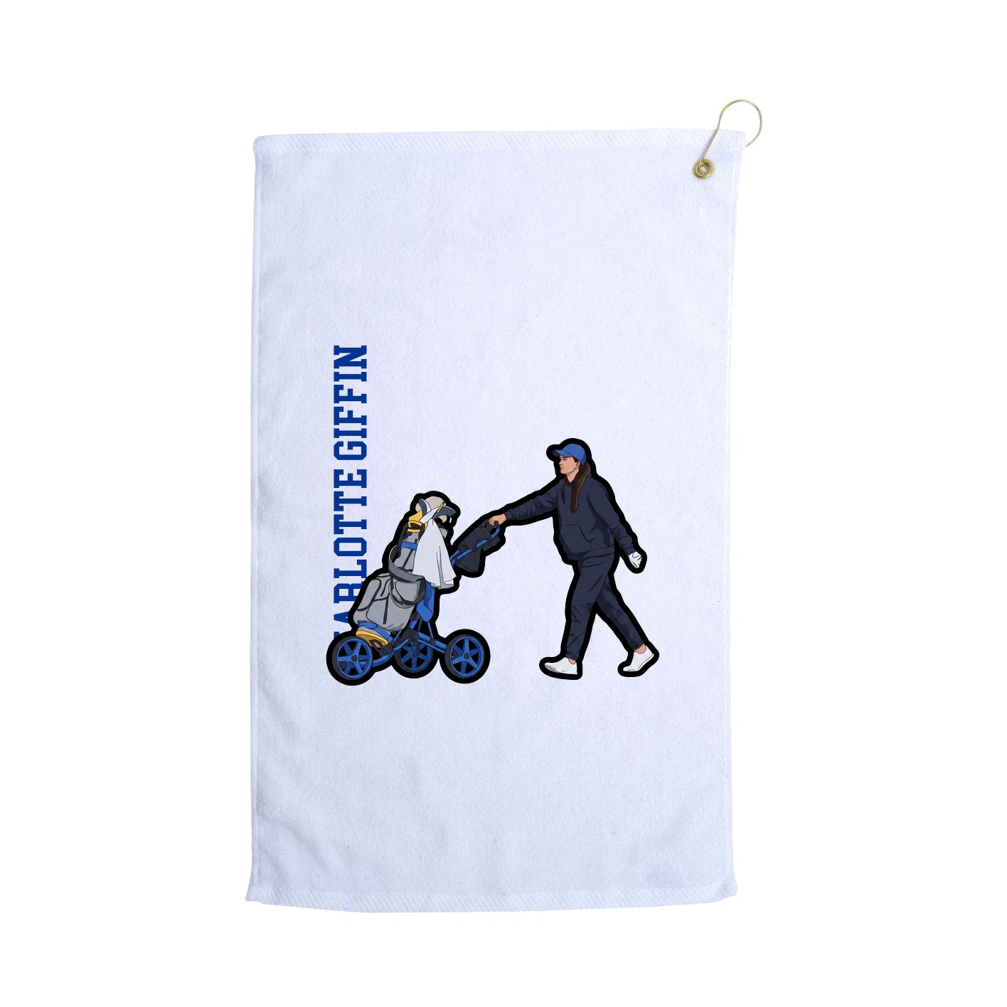 Golf Towel — Name Vertical in White